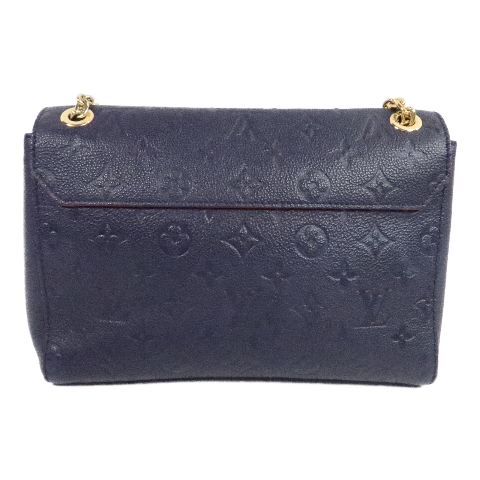 LOUIS VUITTON Monogram Empreinte Vavin PM金扣肩背袋深藍色