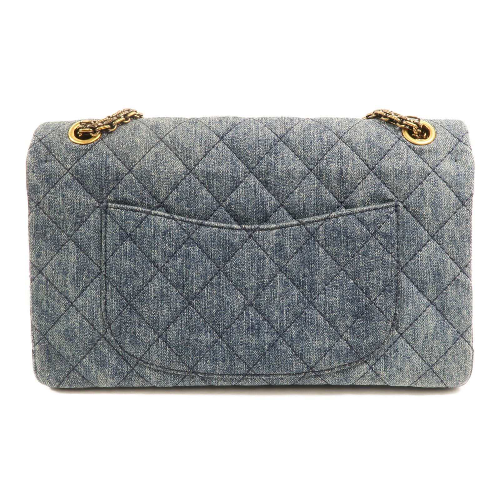 CHANEL 牛仔布2.55 Large金扣鏈帶肩背袋