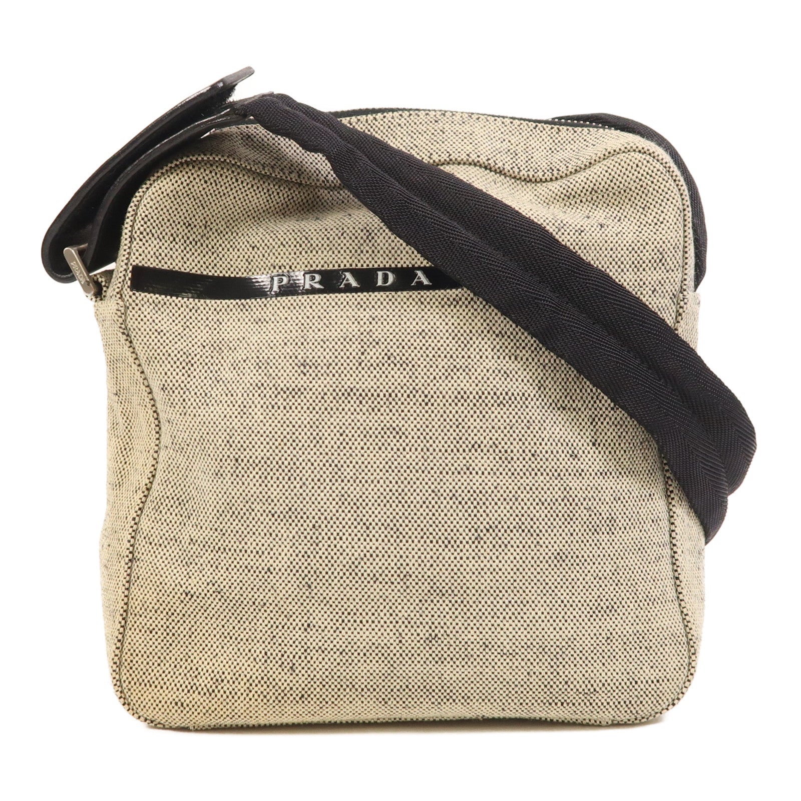 PRADA 【激減優惠】帆布Shoulder Bag銀扣肩背袋