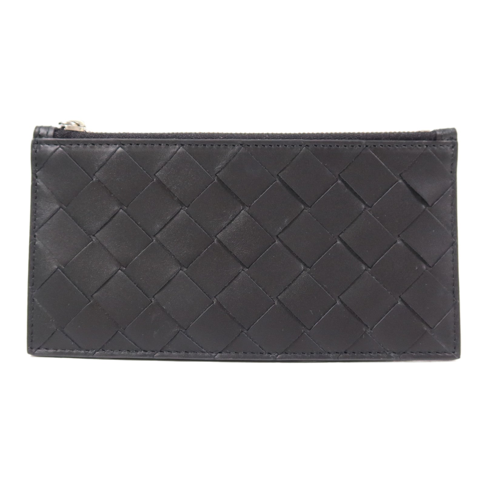 BOTTEGA VENETA 【激減優惠】牛皮皮革Zip Card Case銀扣卡片套