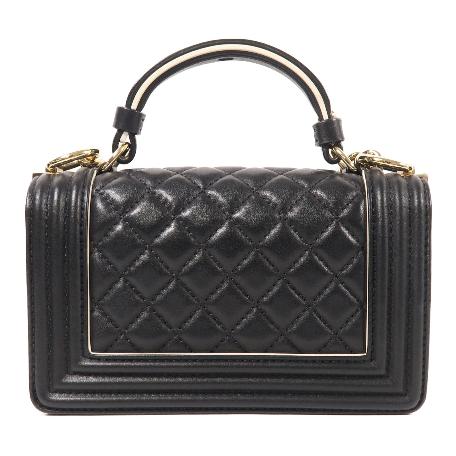 CHANEL GHW Boy 20 2way Shoulder Bag Calfskin Leather Black