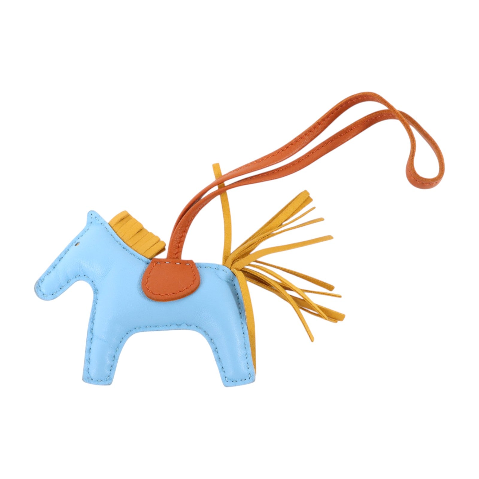 HERMES Milo皮革Rodeo PM掛飾Celeste/Cornaline/Jaune De Naples