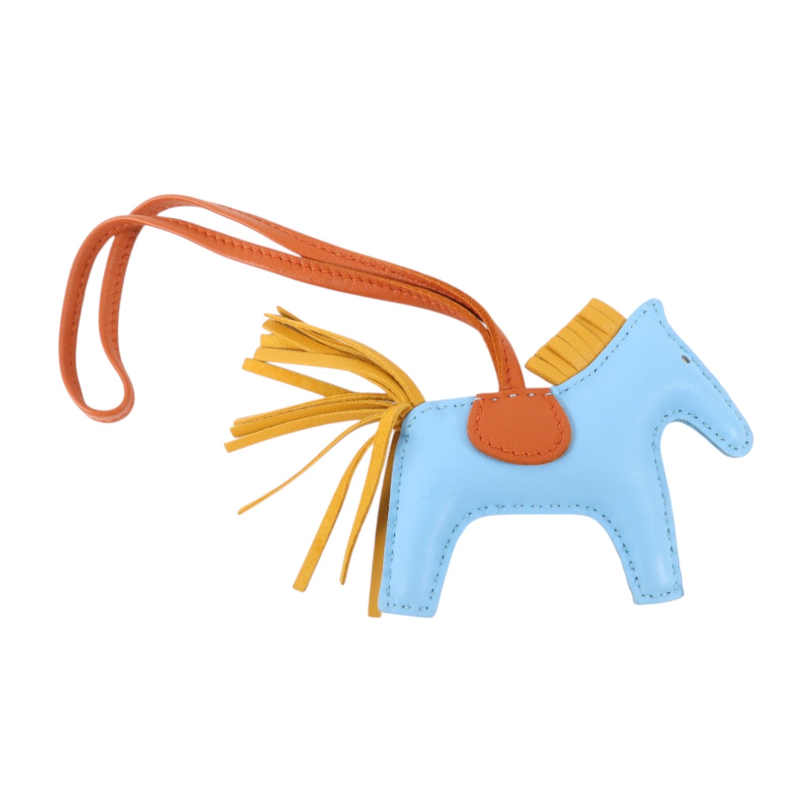 HERMES Milo皮革Rodeo PM掛飾Celeste/Cornaline/Jaune De Naples