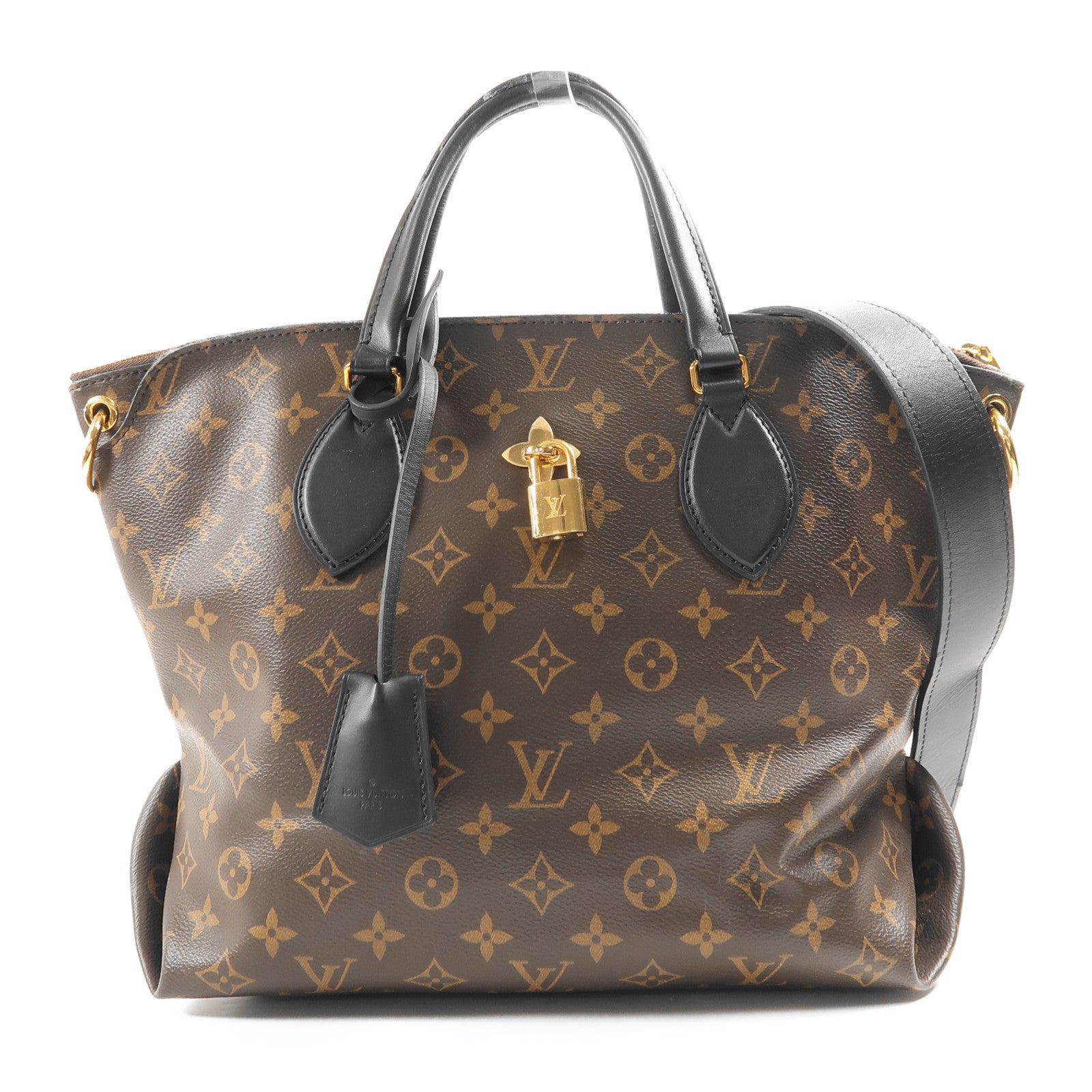 LOUIS VUITTON LV GHW Flower Zip Tote 2 Way Bag M44351 Monogram Brown/Black