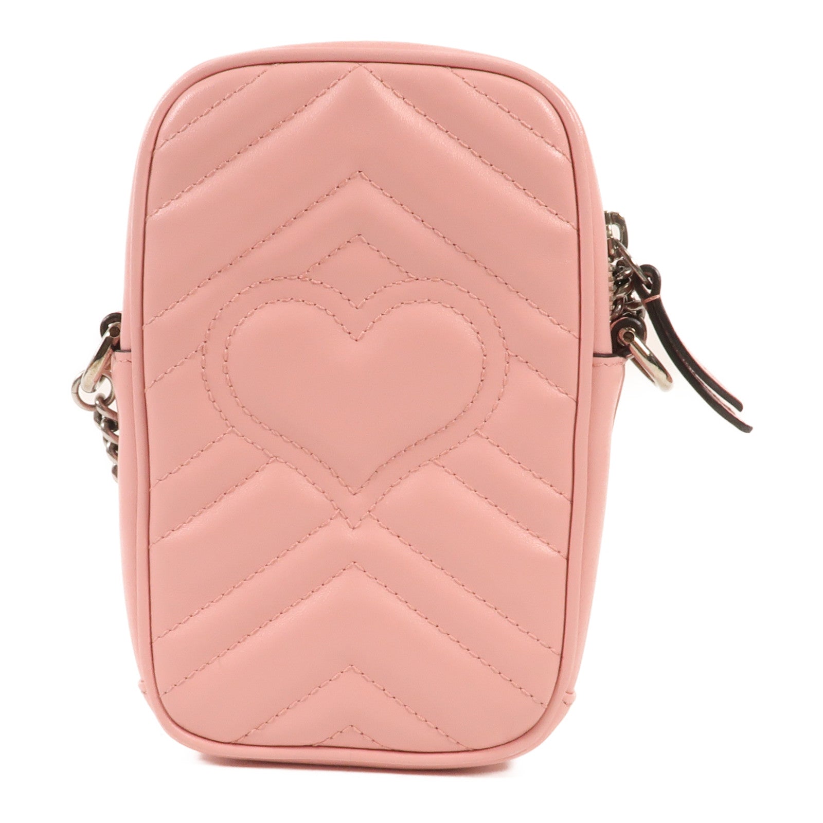 GUCCI 牛皮皮革GG Marmont銀扣鏈帶肩背袋