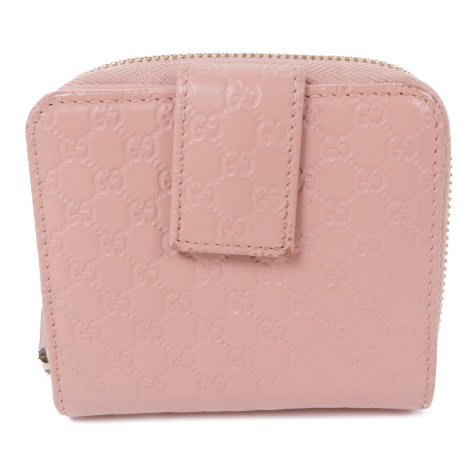 GUCCI GG GHW Microguccissima Wallet Calfskin Leather Pink