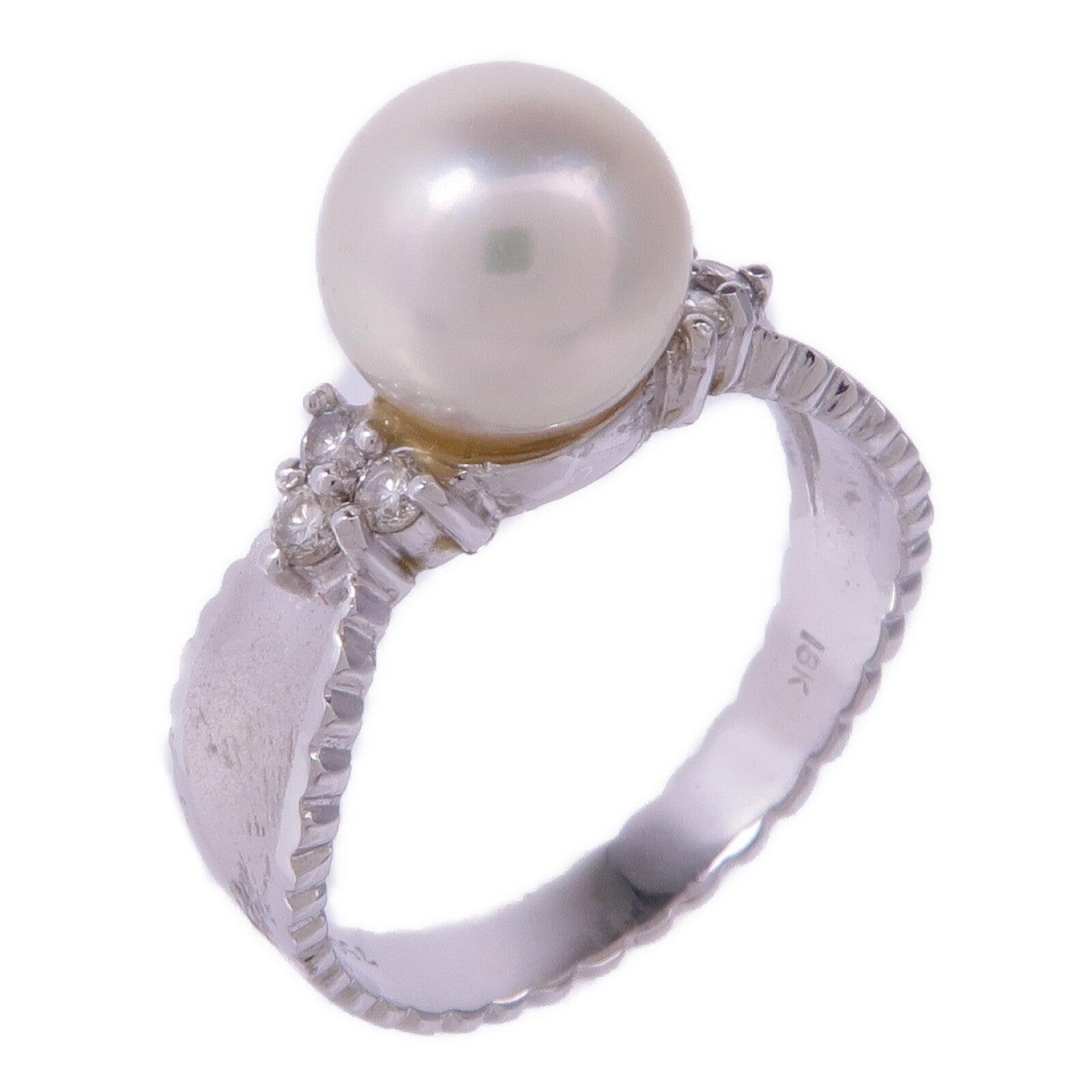 JEWELRY 18K白金Pearl Diamond Ring珍珠/鑽石戒指US#6.5