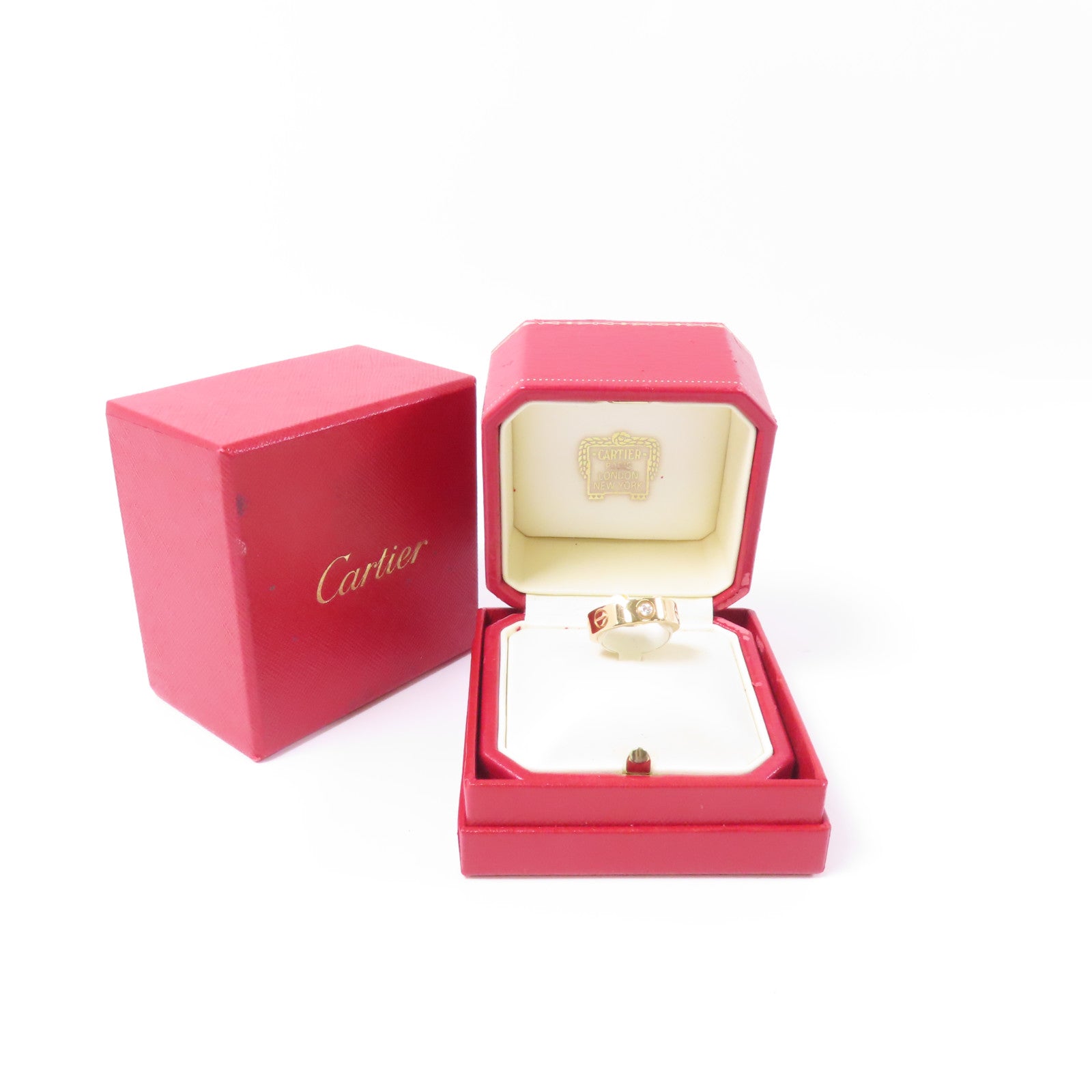 CARTIER 18K黃金Love Ring 1 Diamond鑽石戒指Cartier#53/US#6.25