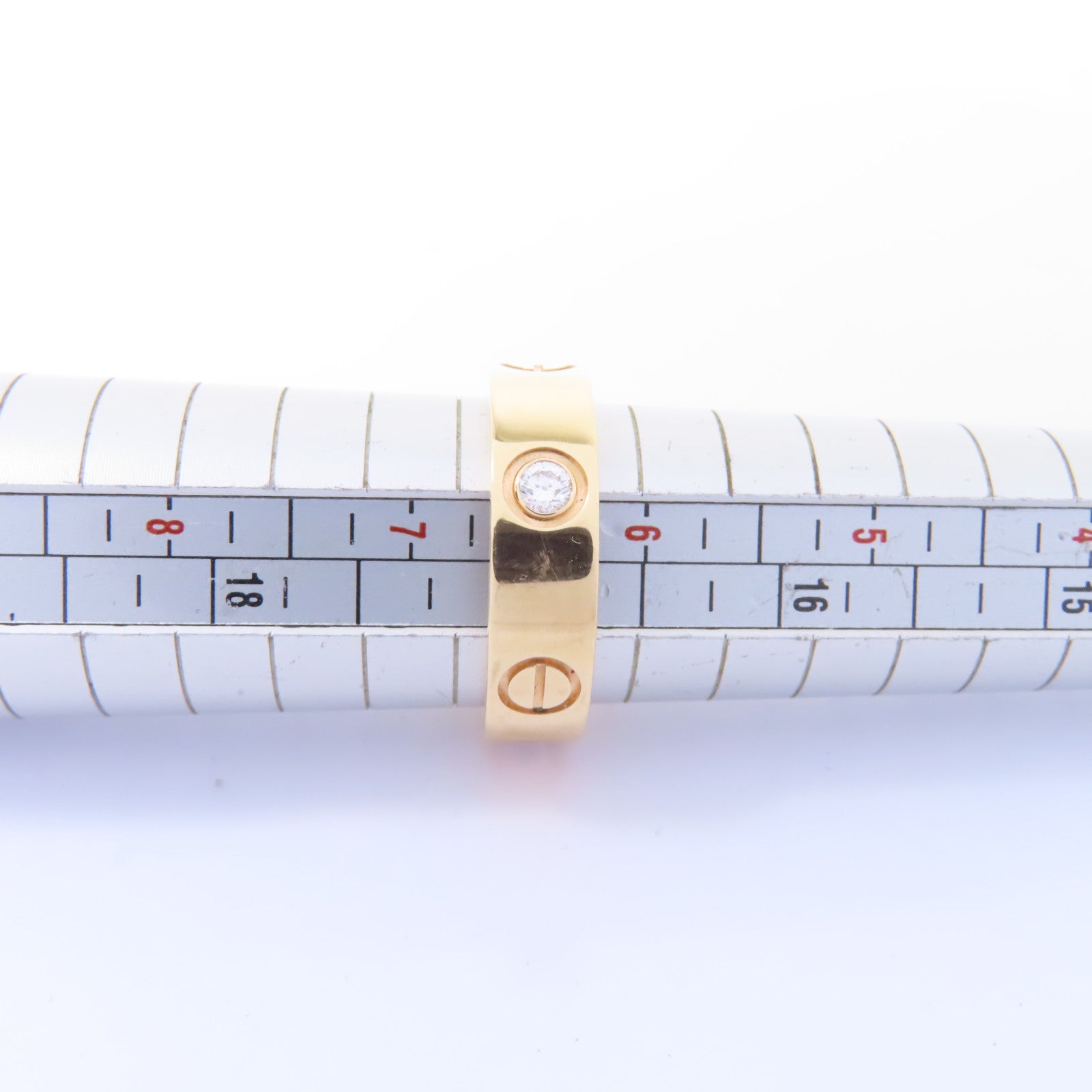 CARTIER 18K黃金Love Ring 1 Diamond鑽石戒指Cartier#53/US#6.25