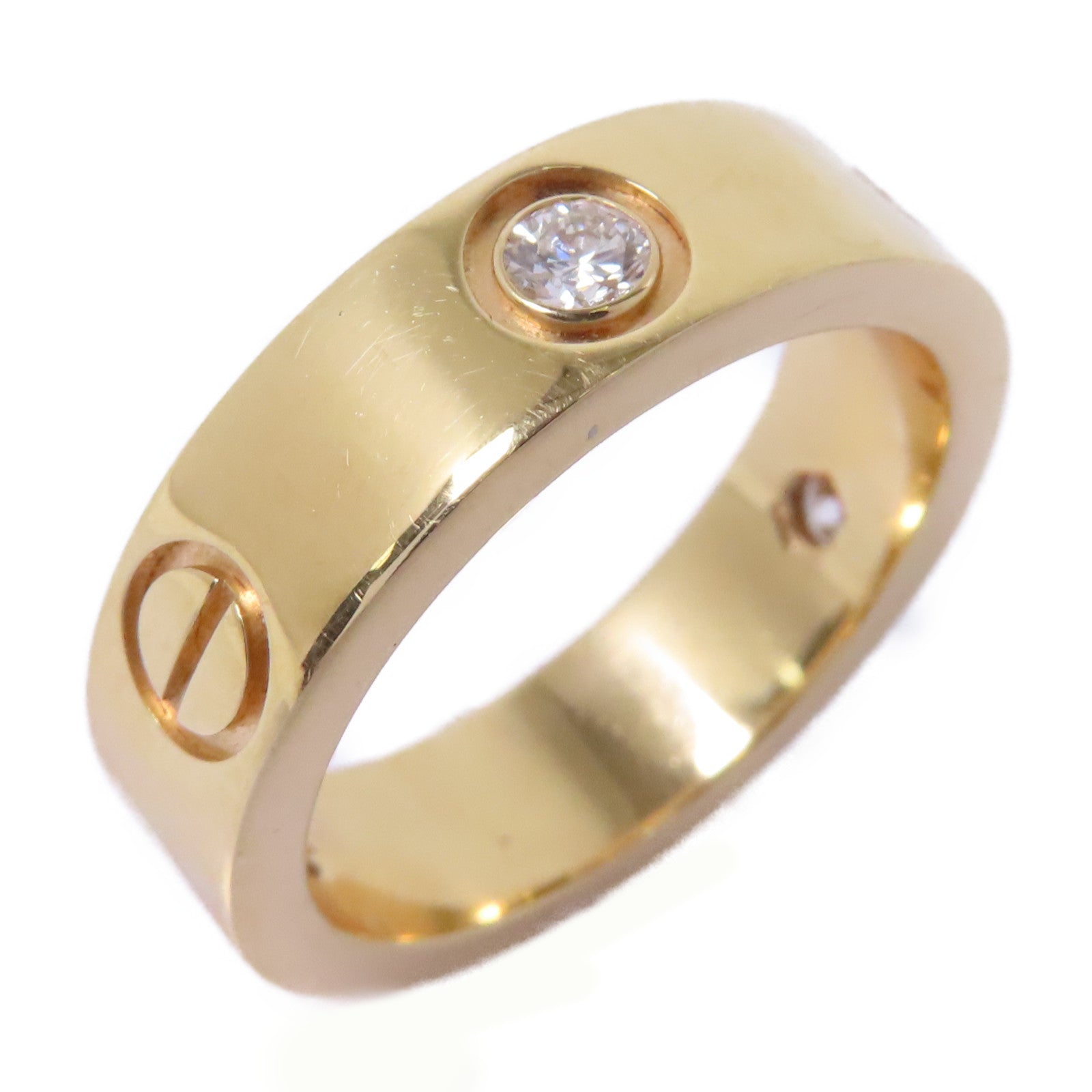 CARTIER 18K黃金Love Ring 1 Diamond鑽石戒指Cartier#53/US#6.25