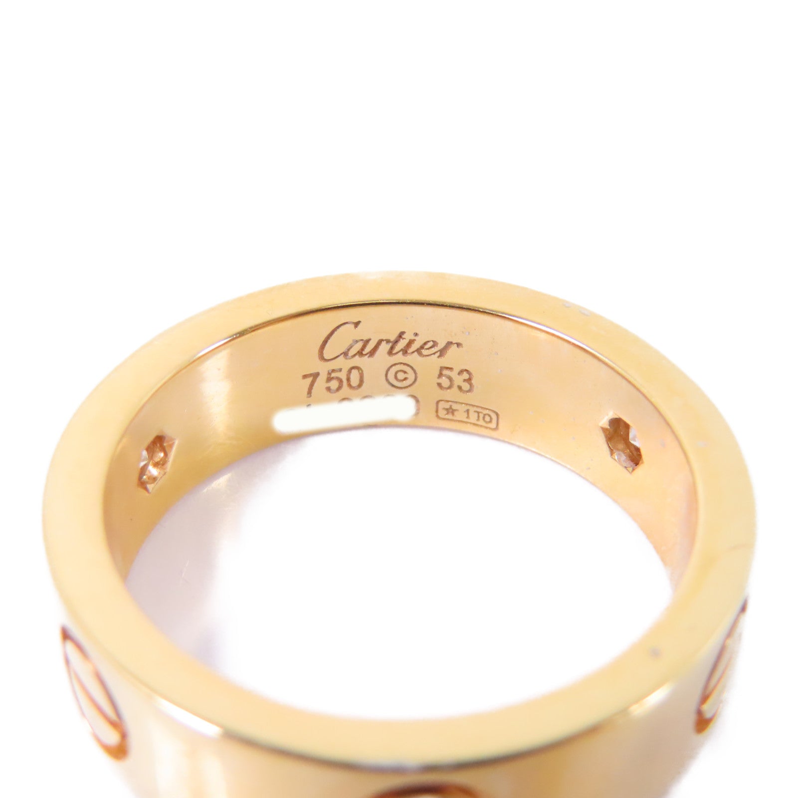 CARTIER 18K黃金Love Ring 1 Diamond鑽石戒指Cartier#53/US#6.25