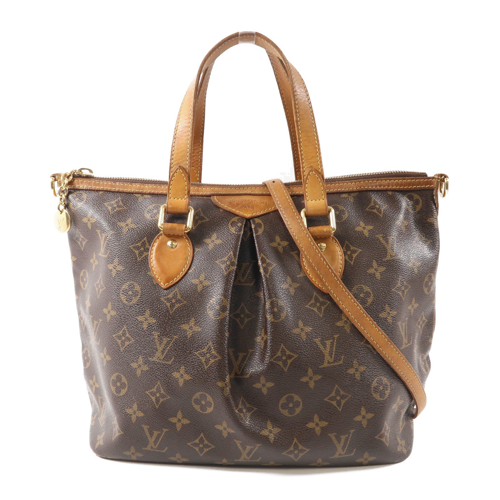 LOUIS VUITTON Monogram Palermo PM金扣手挽肩背兩用袋棕色
