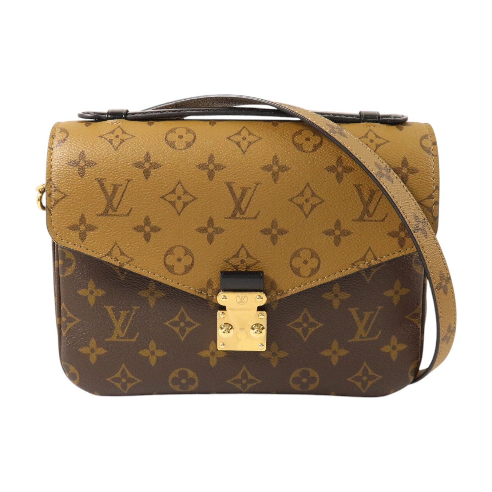LOUIS VUITTON Monogram Reverse Pochette Metis金扣手挽肩背兩用袋