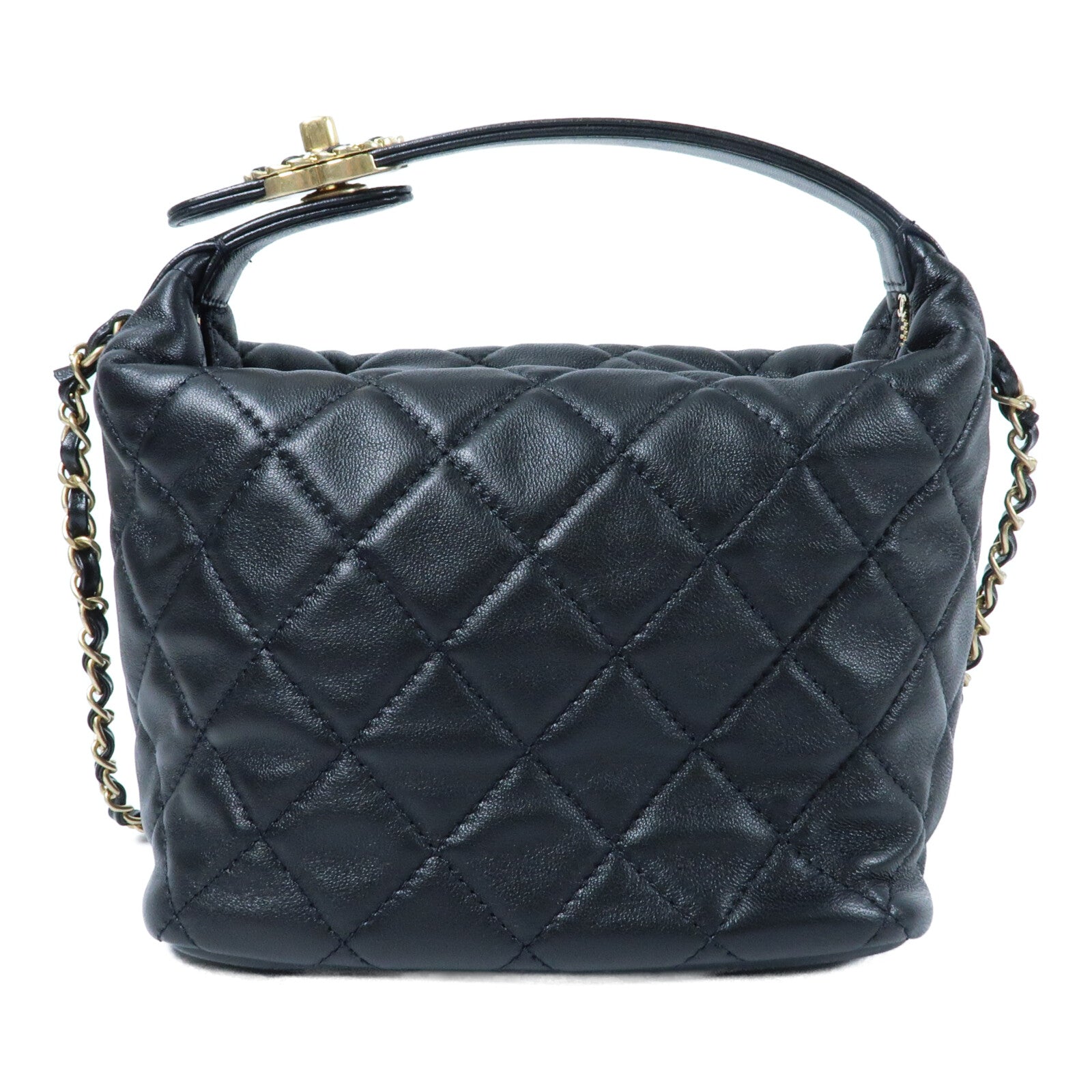 CHANEL 羊皮皮革Small Hobo金扣鏈帶手挽肩背兩用袋