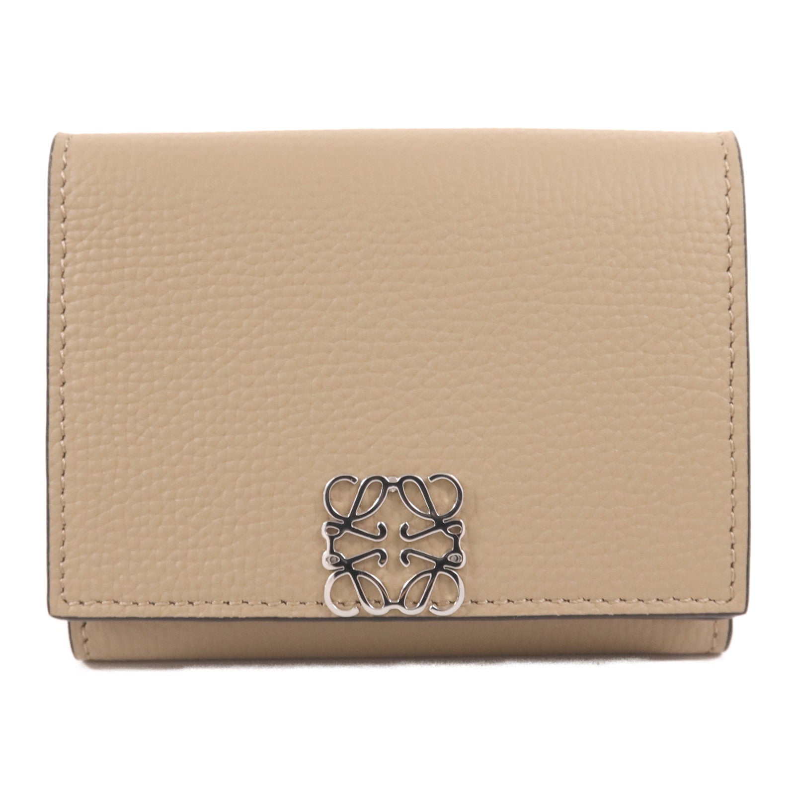 LOEWE 牛皮皮革Anagram Trifold Wallet銀扣錢包