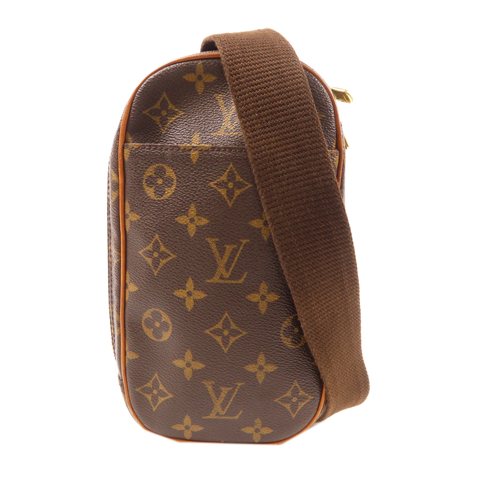 LOUIS VUITTON Monogram Pochette Gange金扣肩背袋棕色