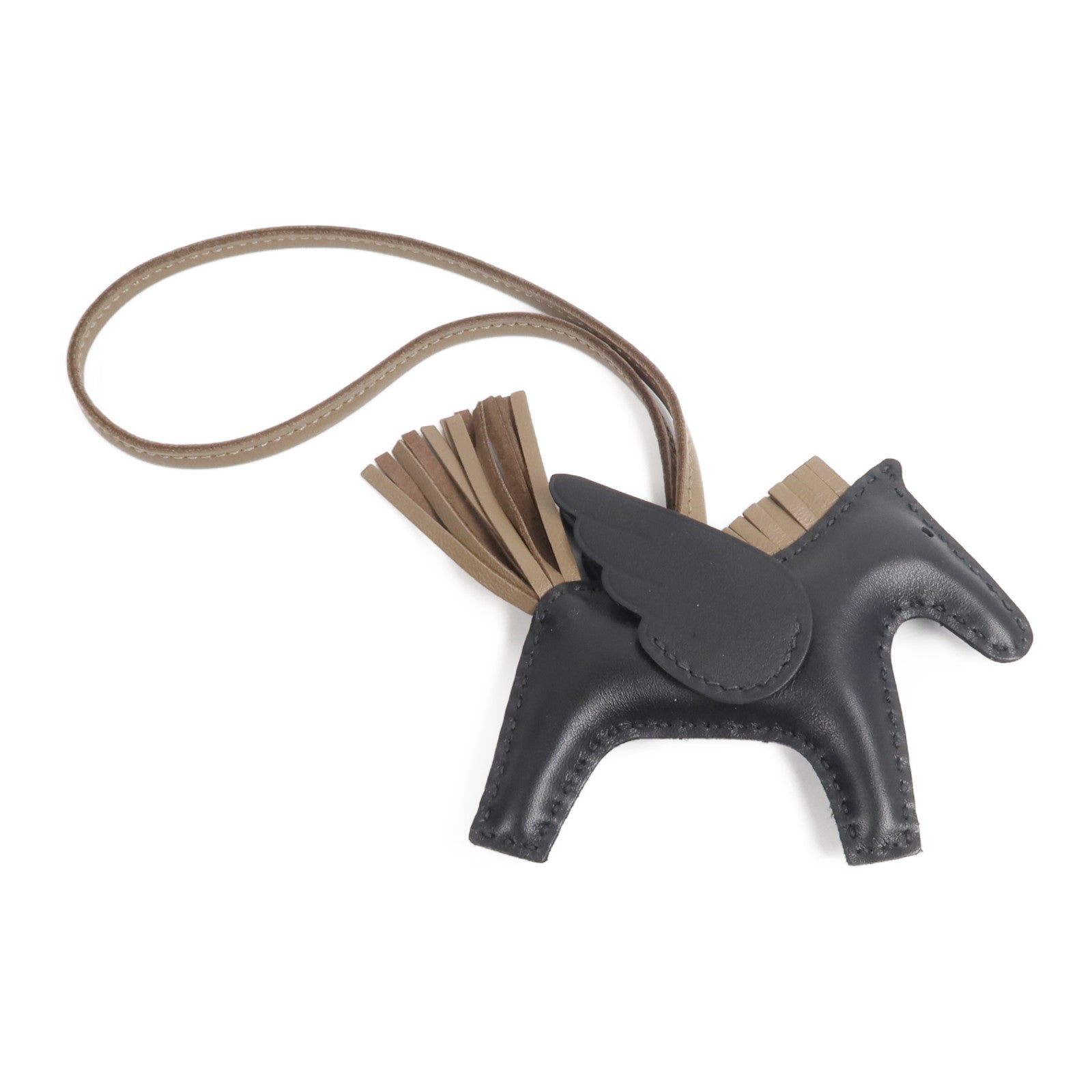 HERMES Milo/Swift皮革Rodeo Pegase MM掛飾Noir