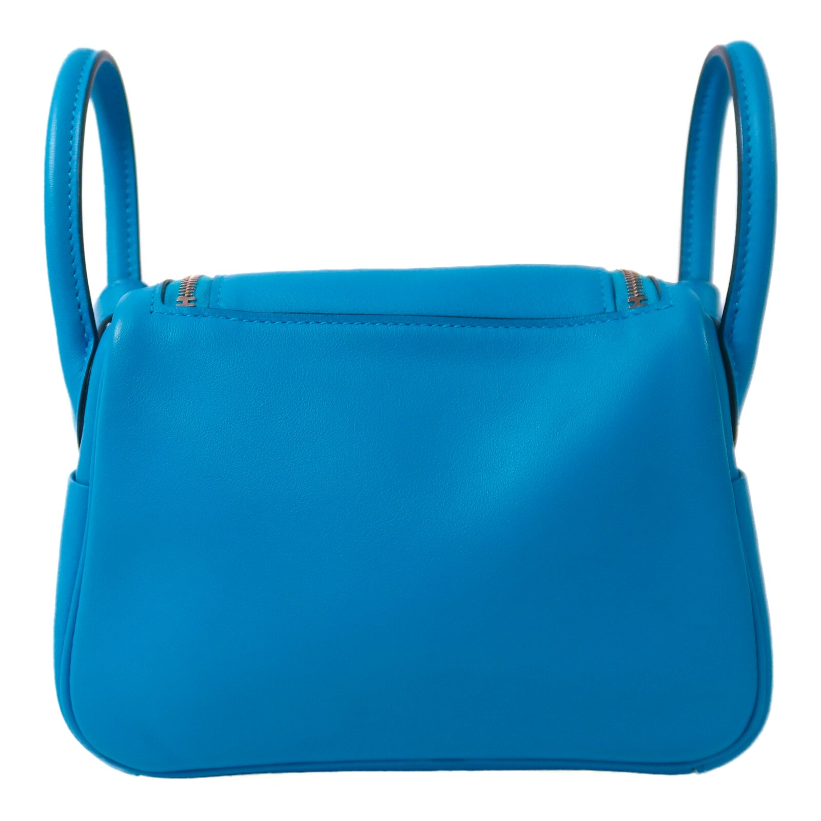 HERMES Swift皮革Mini Lindy銀扣手挽肩背兩用袋Bleu Frida