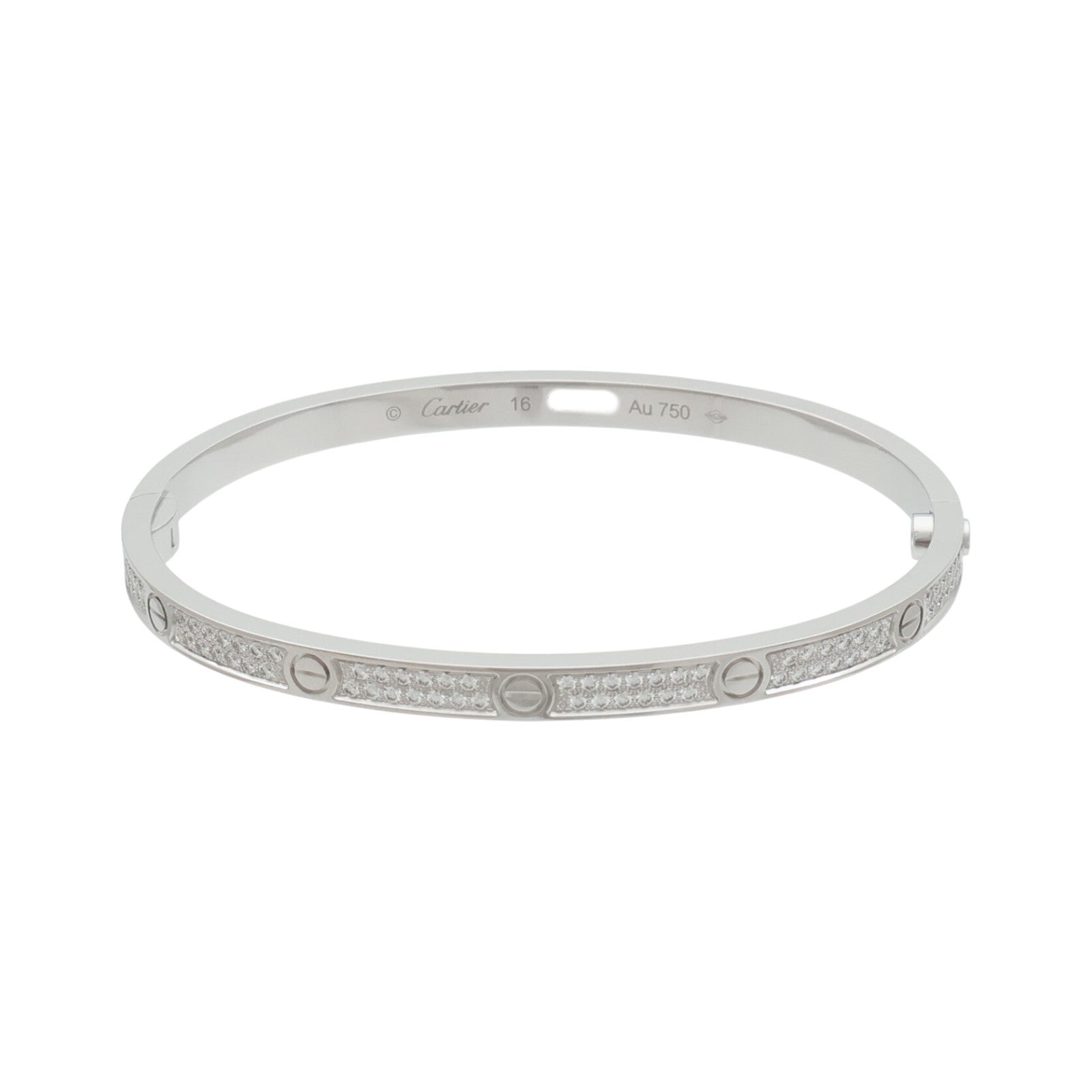 CARTIER 18K白金Love Blaceret SM Paved鑽石手鐲