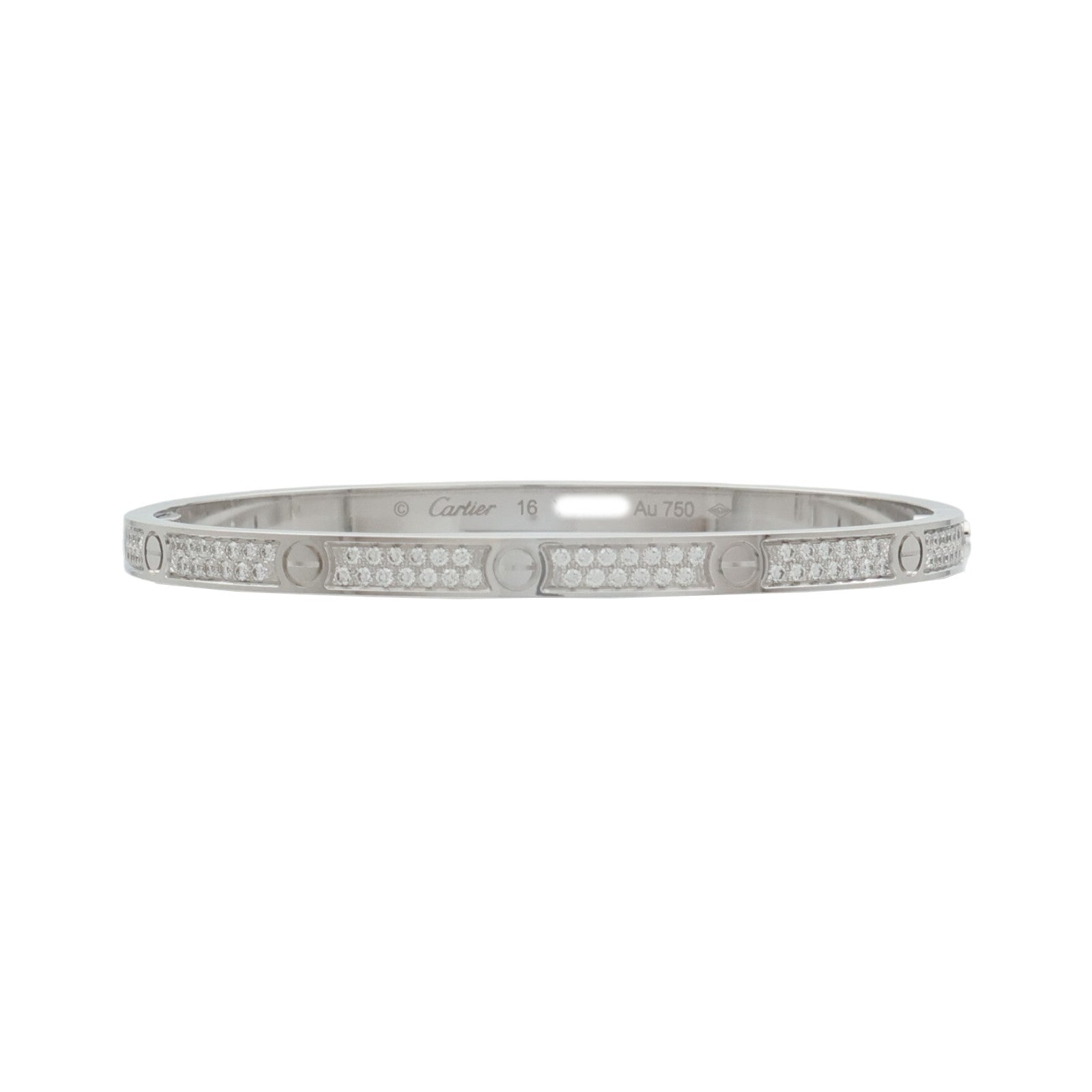 CARTIER 18K白金Love Blaceret SM Paved鑽石手鐲
