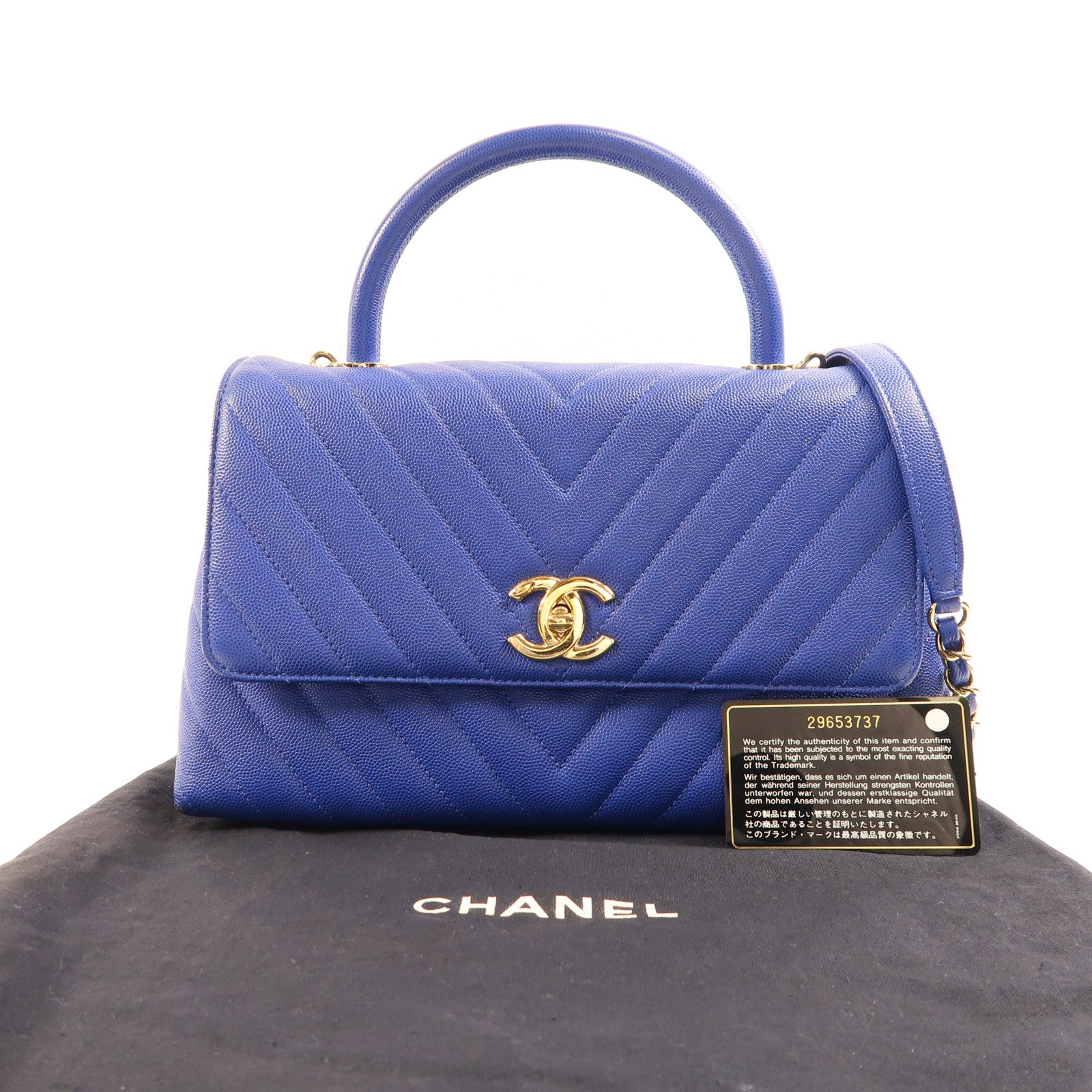 CHANEL 牛皮皮革Coco Handle 29金扣手挽肩背兩用袋