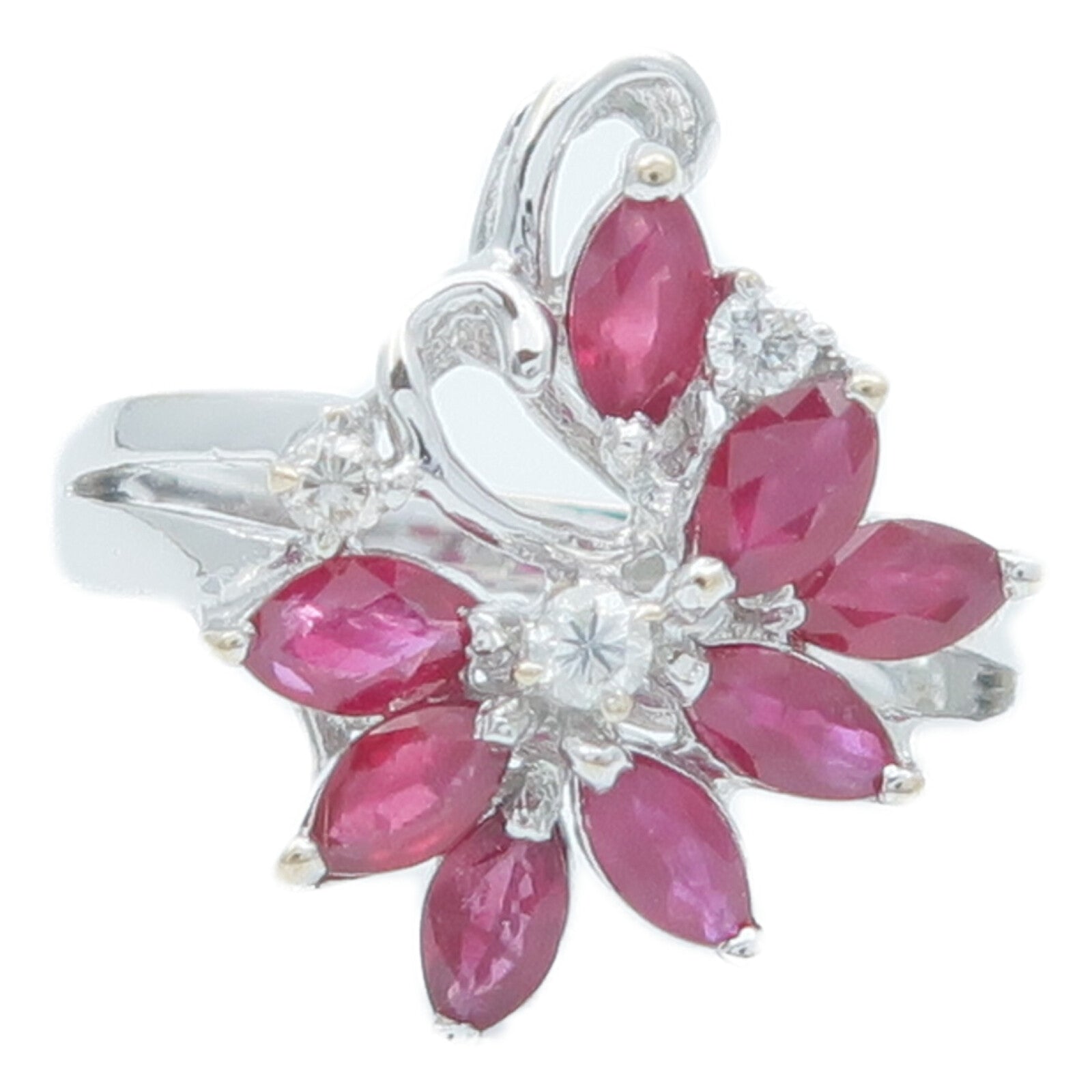 JEWELRY 18K白金Ruby Diamond Ring紅寶石/鑽石戒指US#6.25