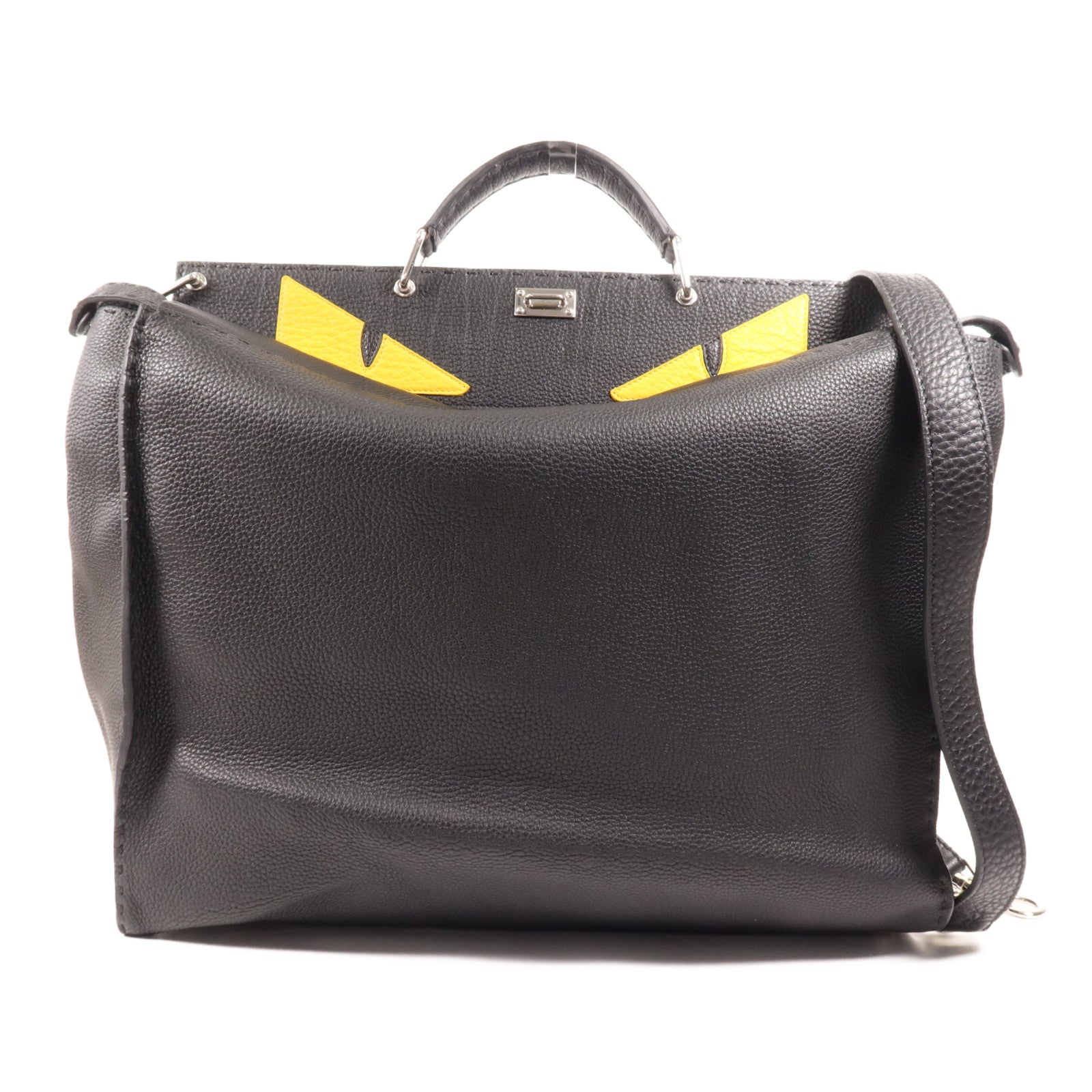 FENDI 牛皮皮革Peekaboo Monster Bugs Eye銀扣手挽肩背兩用袋