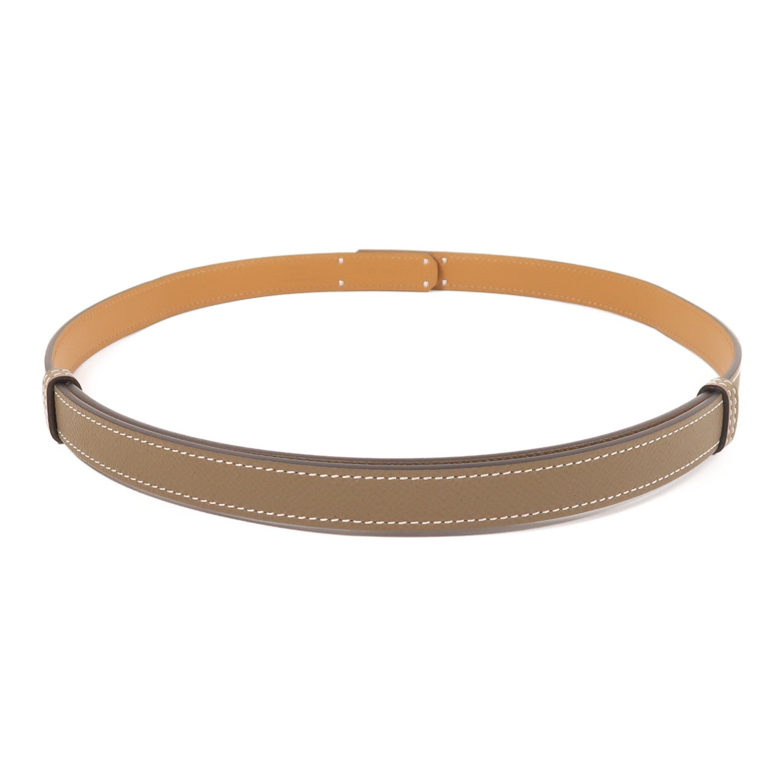 HERMES Epsom皮革Kelly 18 Belt銀扣皮帶18 Etoupe