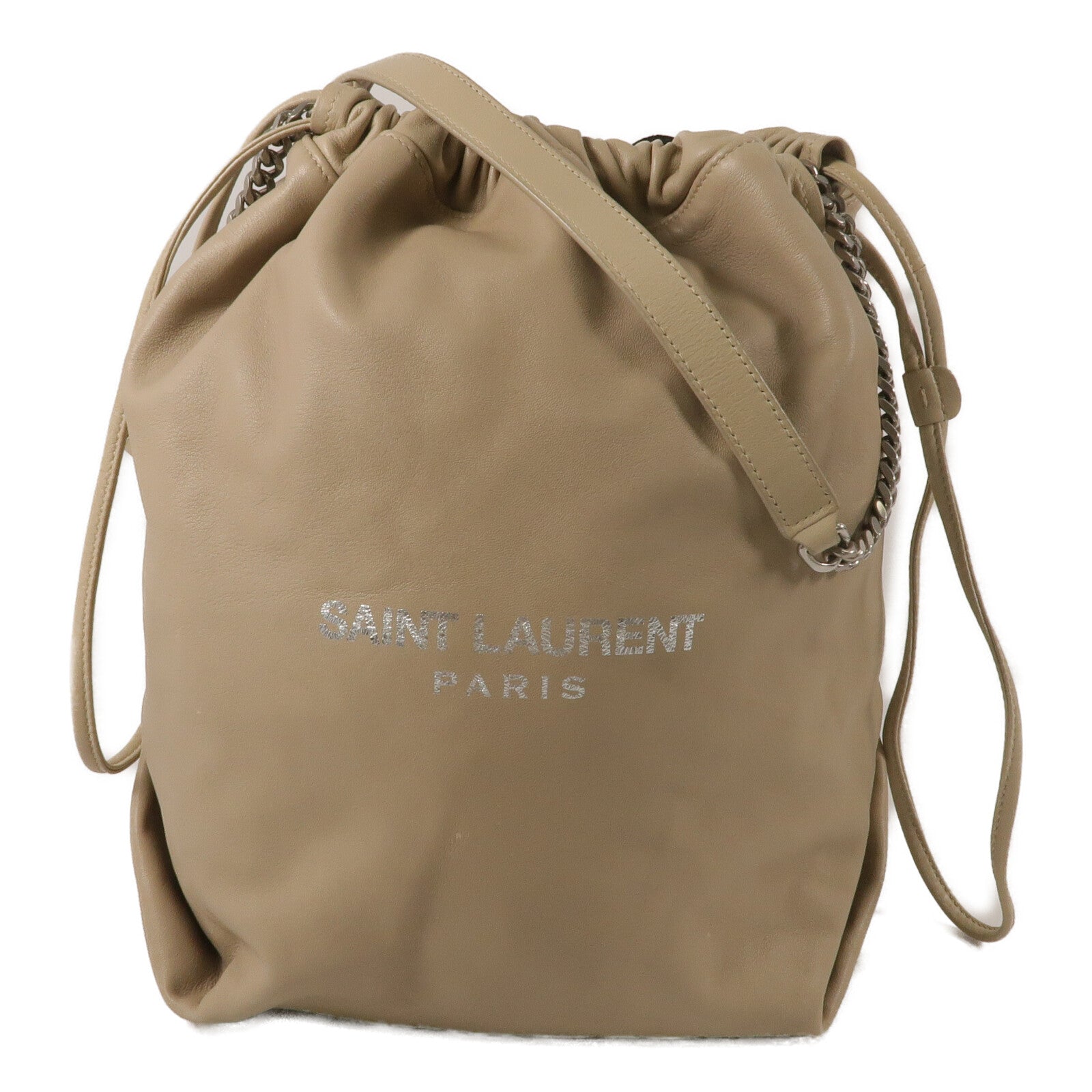 SAINT LAURENT 羊皮皮革Teddy Bucket鏈帶肩背袋