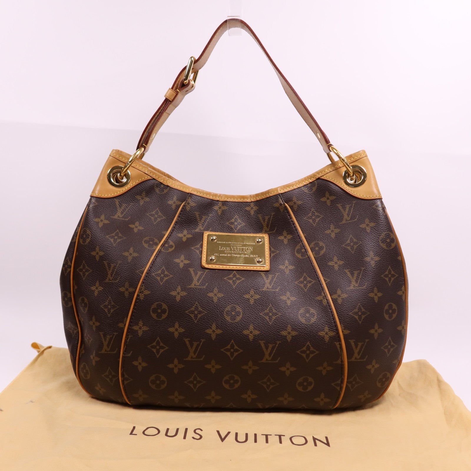 LOUIS VUITTON Monogram Galliera PM金扣肩背袋棕色