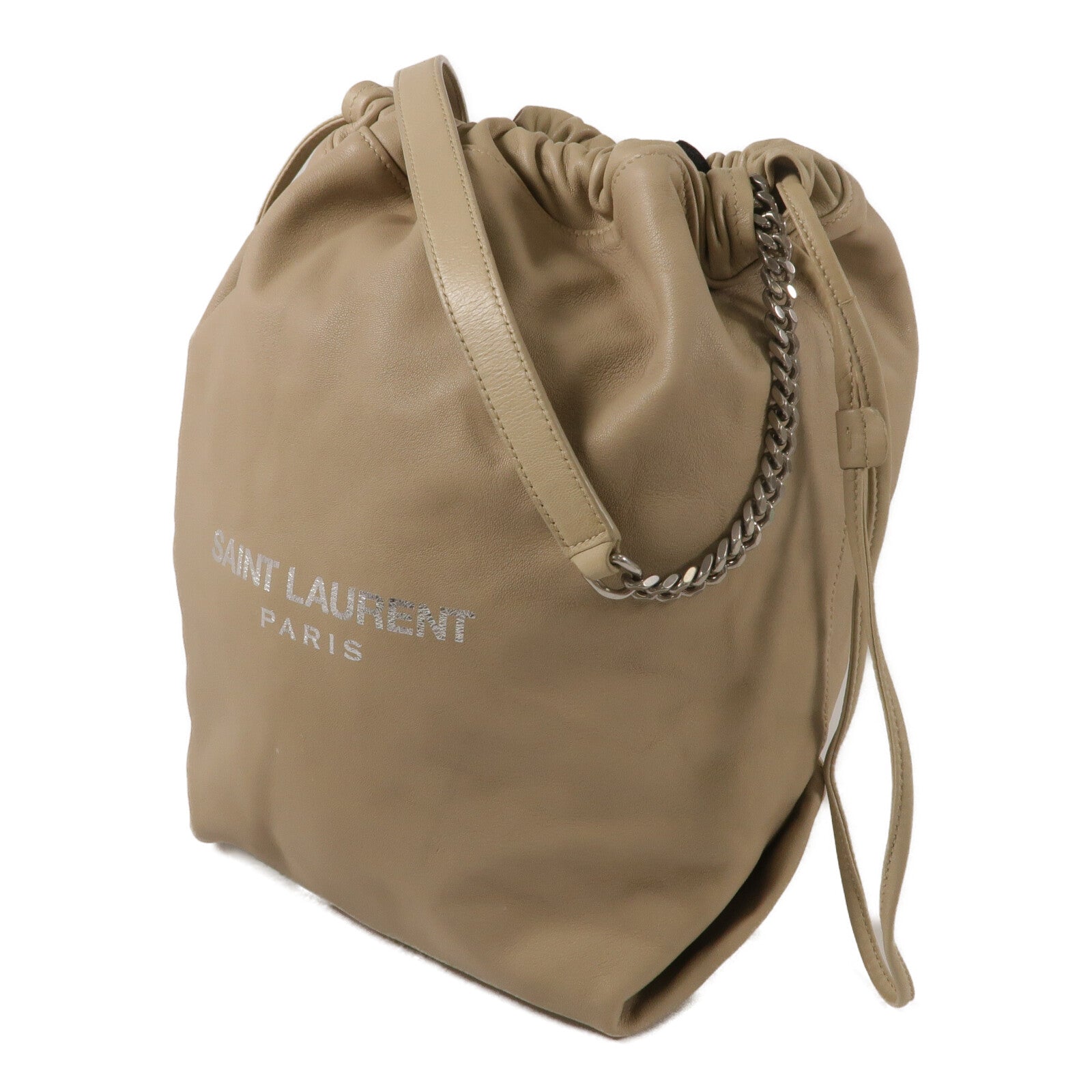SAINT LAURENT 羊皮皮革Teddy Bucket鏈帶肩背袋