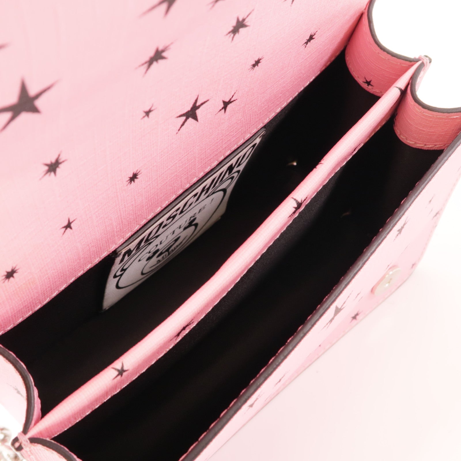 MOSCHINO 【激減優惠】皮革Space Teddy Mini Bag銀扣肩背袋