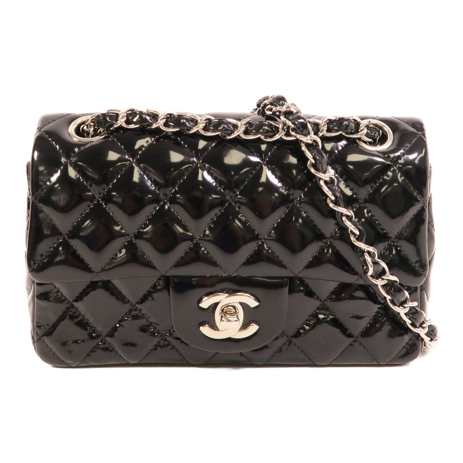 CHANEL 漆皮皮革Mini Classic 20鏈帶肩背袋