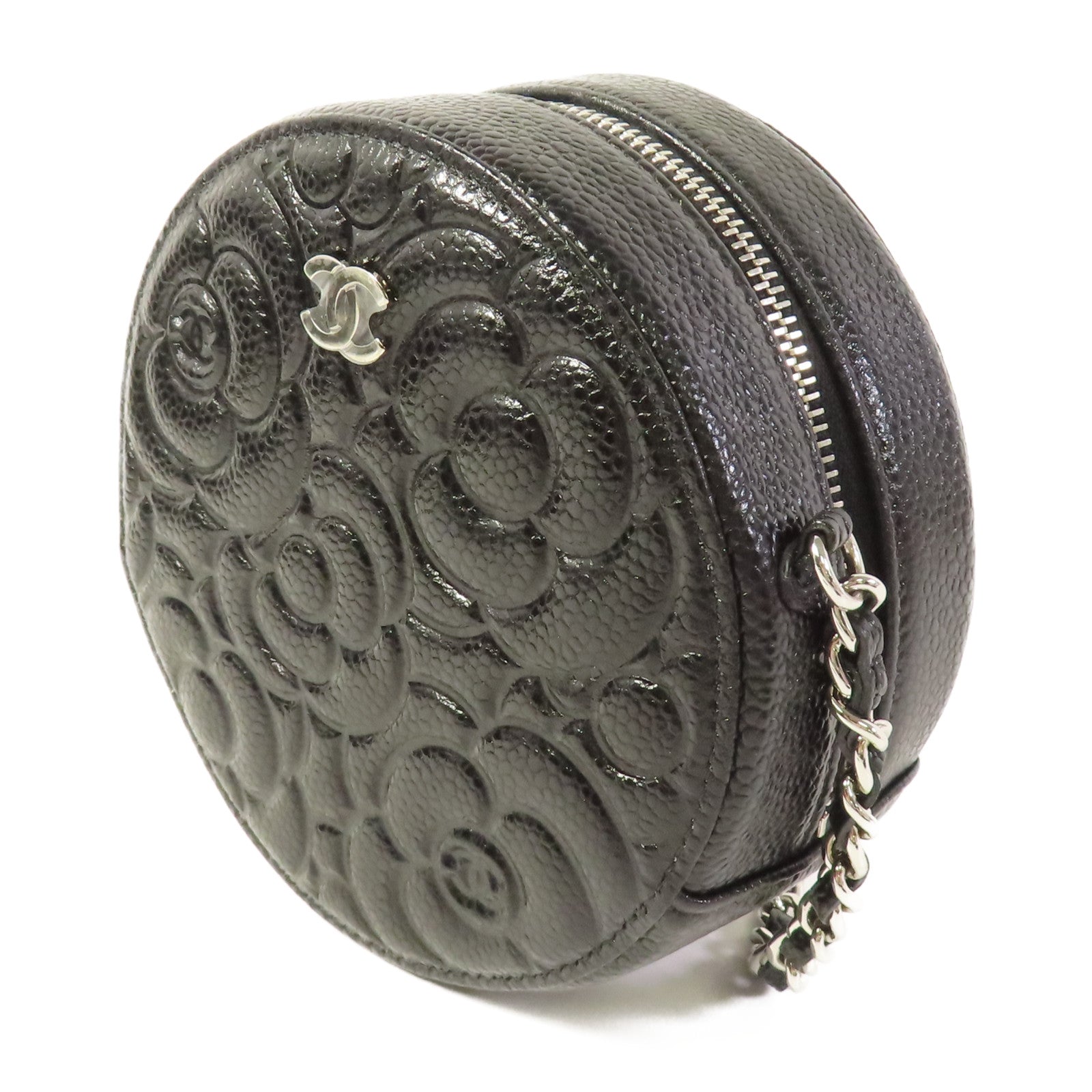 CHANEL CC SHW Chain Shoulder Bag Calfskin Leather Black