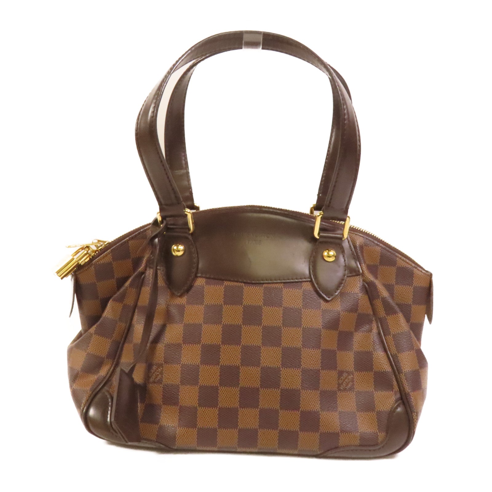 LOUIS VUITTON Damier Verona PM金扣手挽袋
