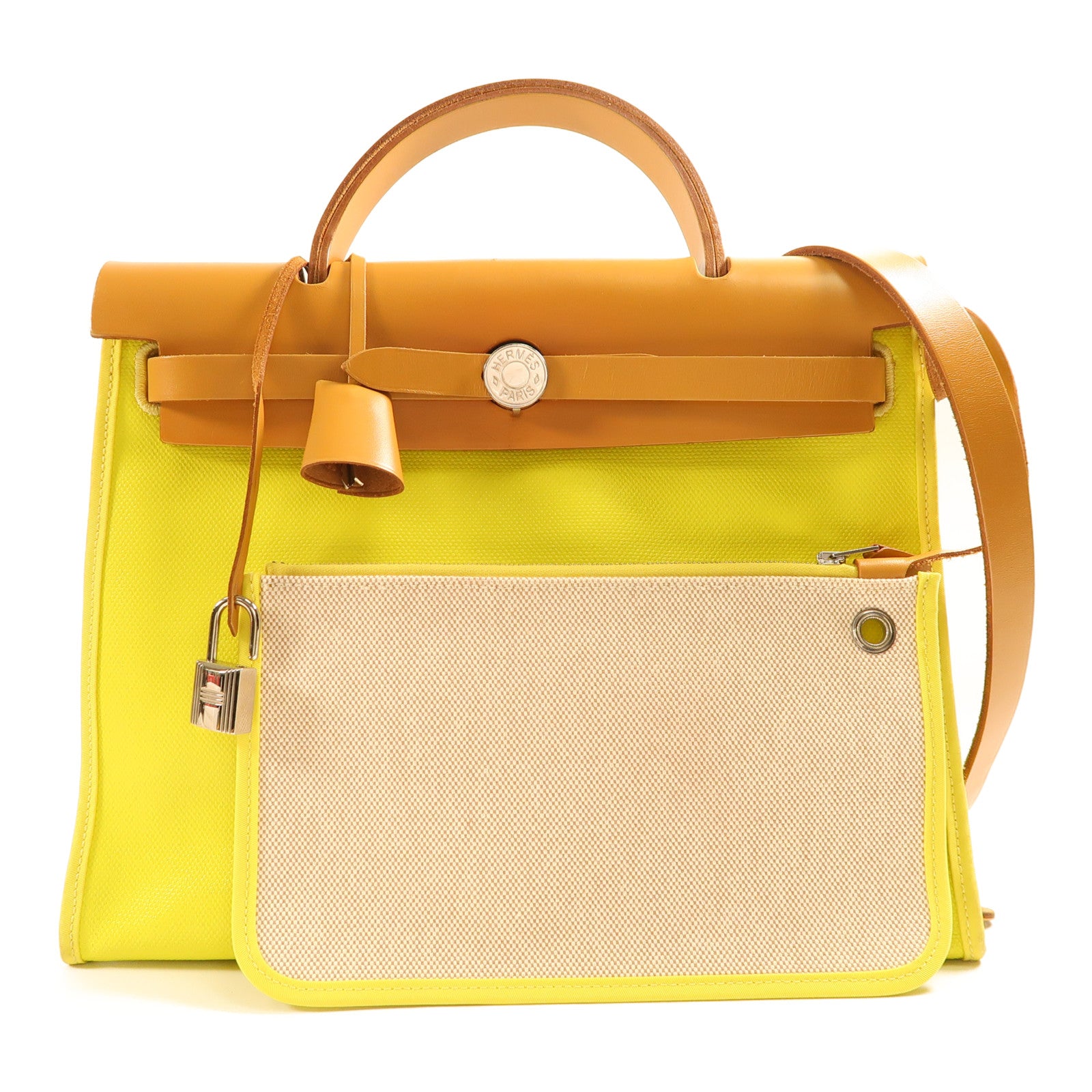 HERMES Toile Criss/Vash Hunter Herbag Zip銀扣手挽肩背兩用袋