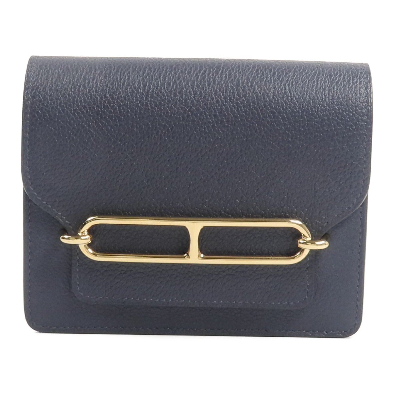 HERMES 【激減優惠】Evercolor皮革Roulis Slim Wallet錢包Bleu Nuit