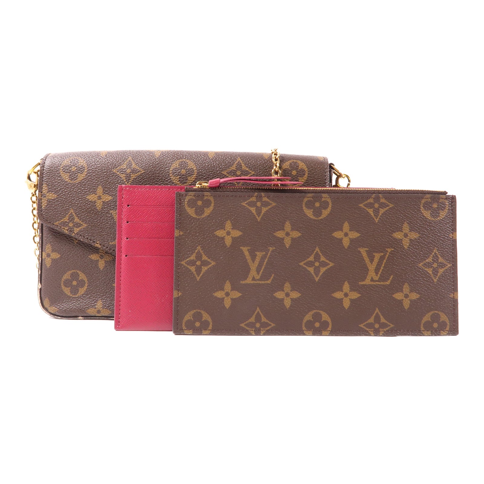 LOUIS VUITTON LV GHW Pochette Felicie Chain Shoulder Bag M61276 Monogram Brown