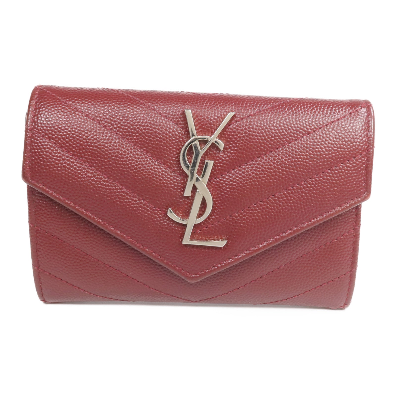 SAINT LAURENT 牛皮皮革Small Envelope Wallet銀扣錢包