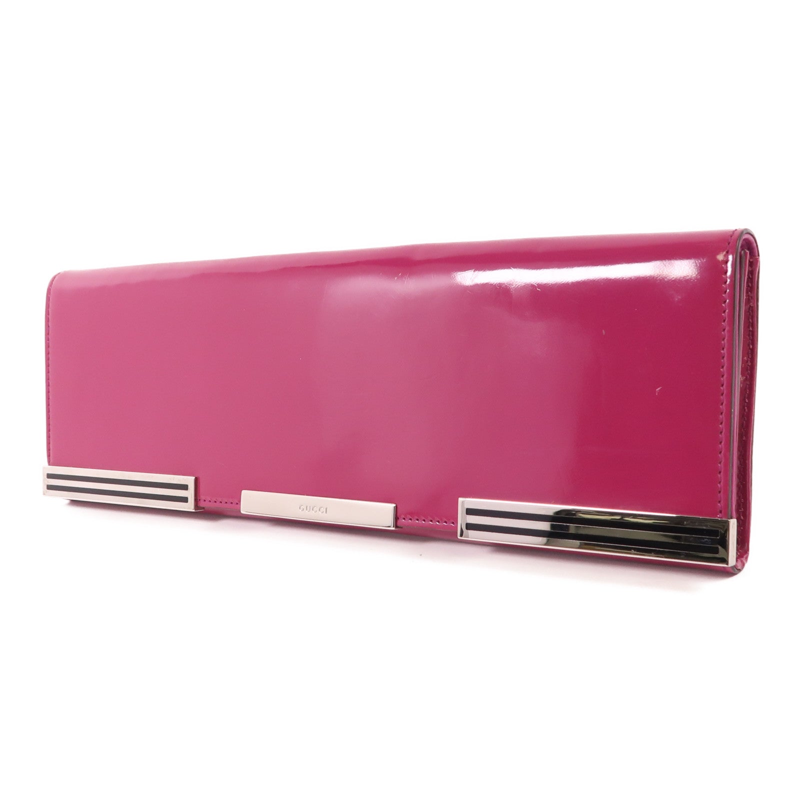 GUCCI 漆皮皮革Clutch Bag銀扣手拿包