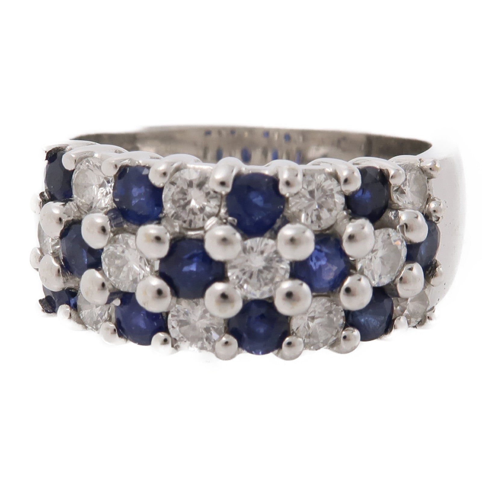 JEWELRY Sapphire Diamond Ring 18K White Gold US#6.5