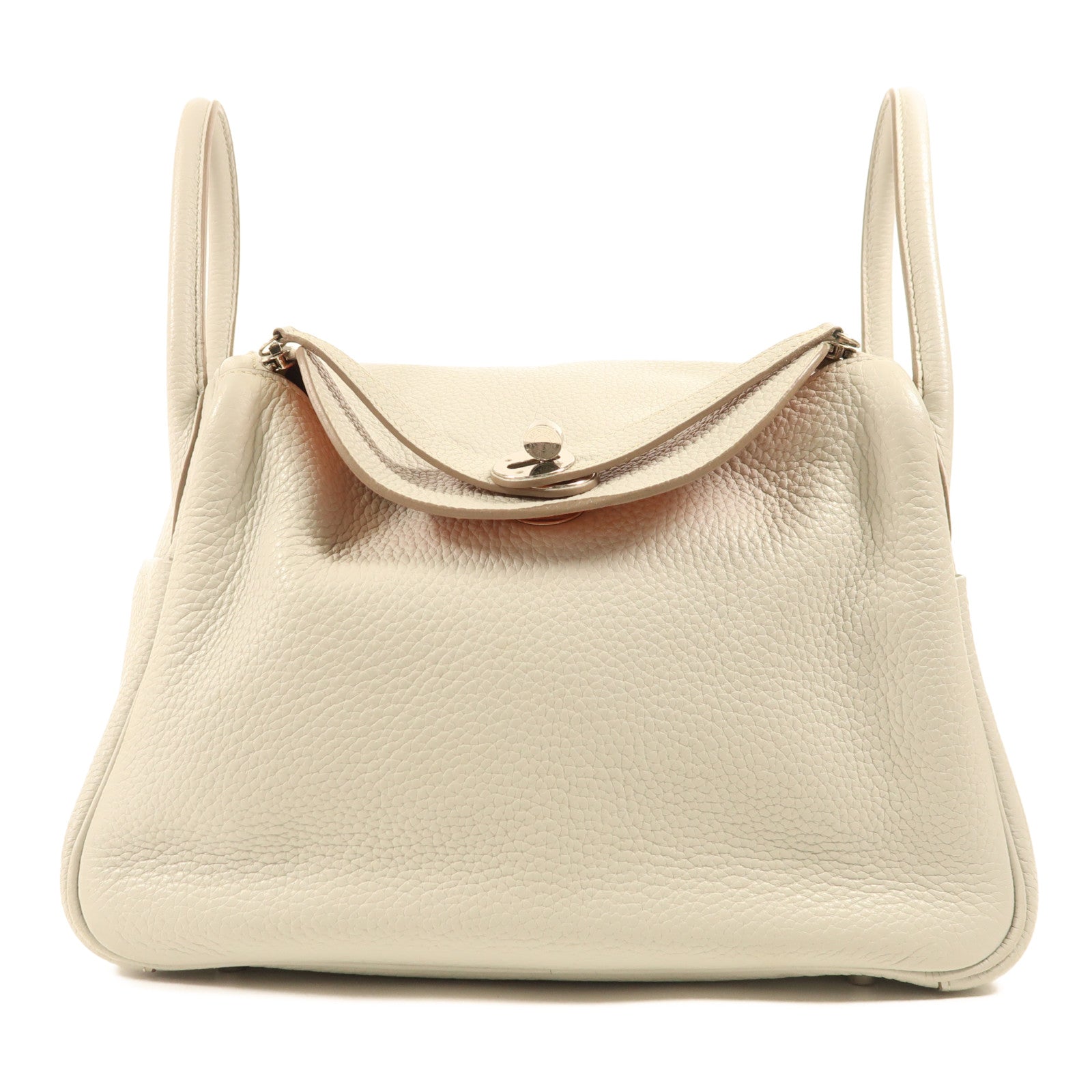 HERMES Clemence皮革Lindy 30銀扣手挽肩背兩用袋Gris Perle