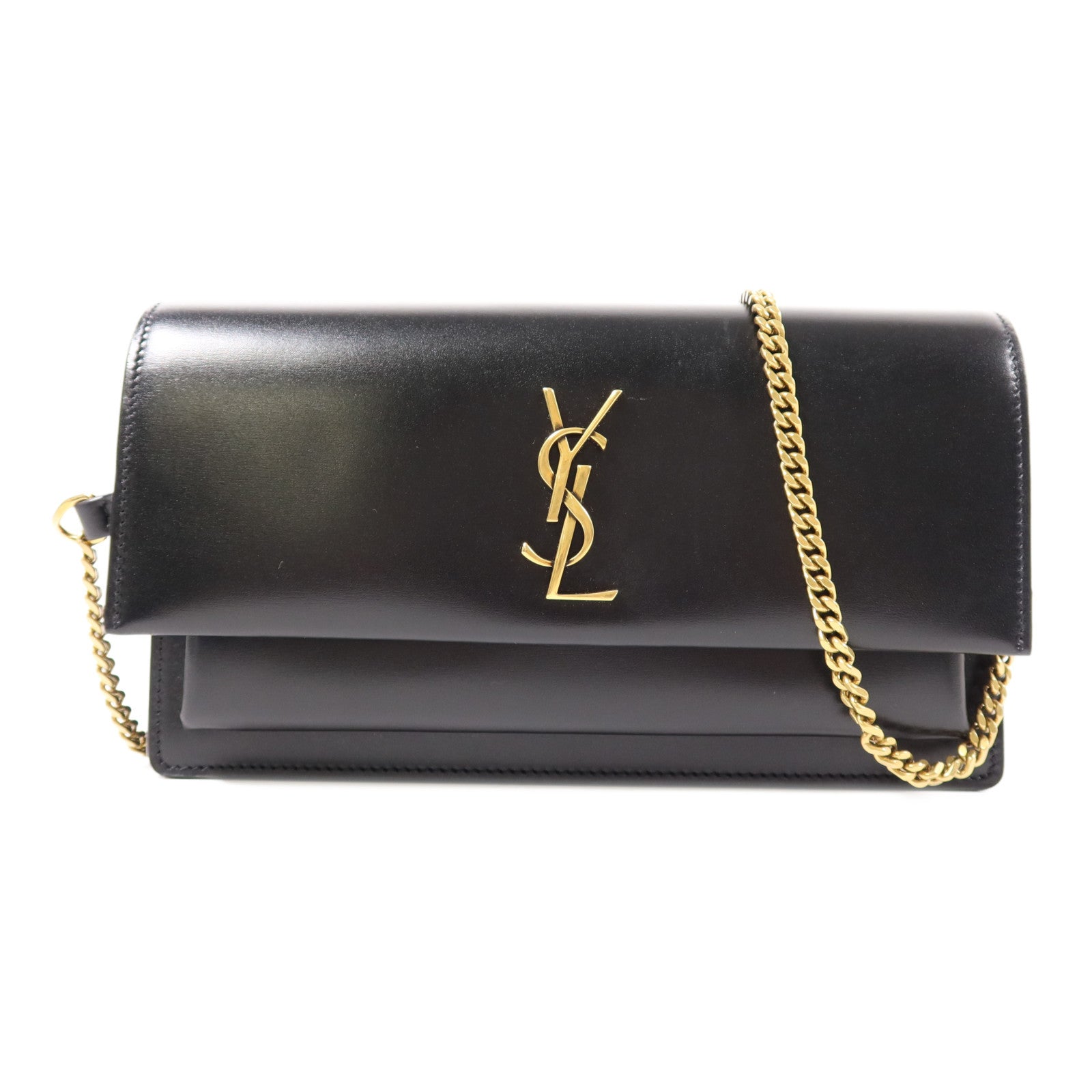 SAINT LAURENT 羊皮皮革Sunset Clutch In Box金扣鏈帶肩背袋