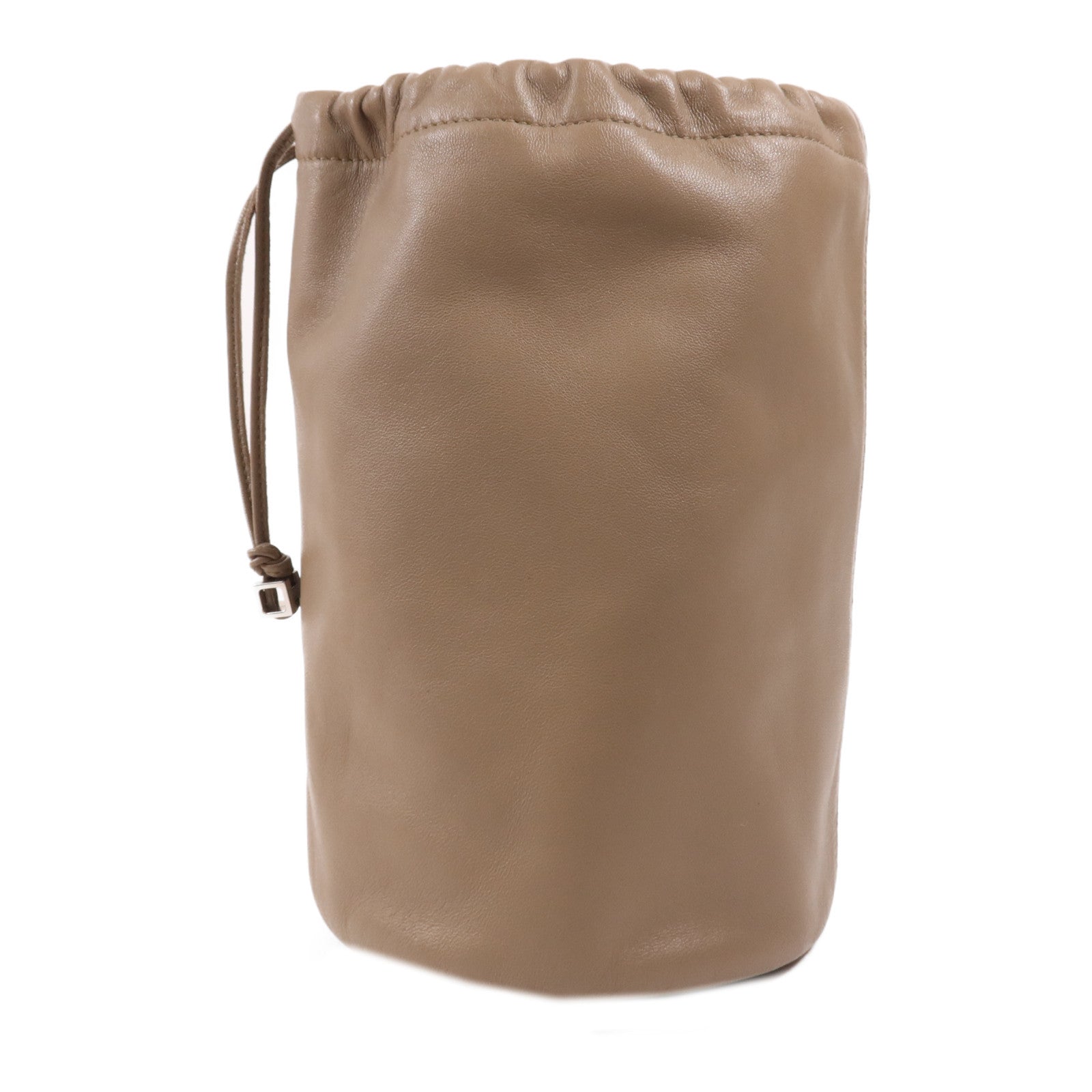 HERMES Milo皮革Bucket Bag銀扣手拿包Etoupe