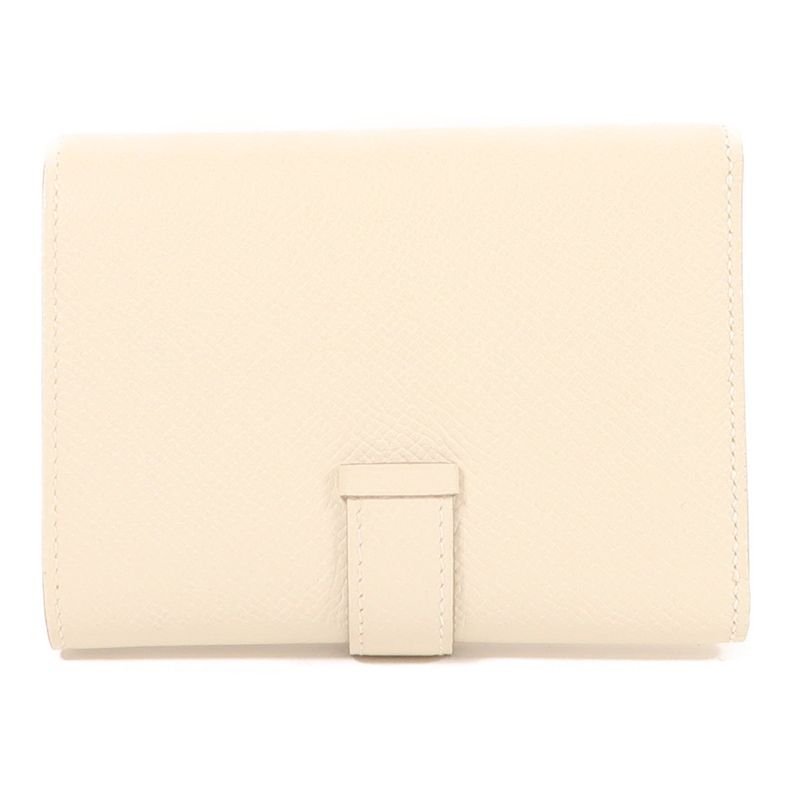 HERMES Epsom皮革Bearn Verso Wallet銀扣錢包10 Craie