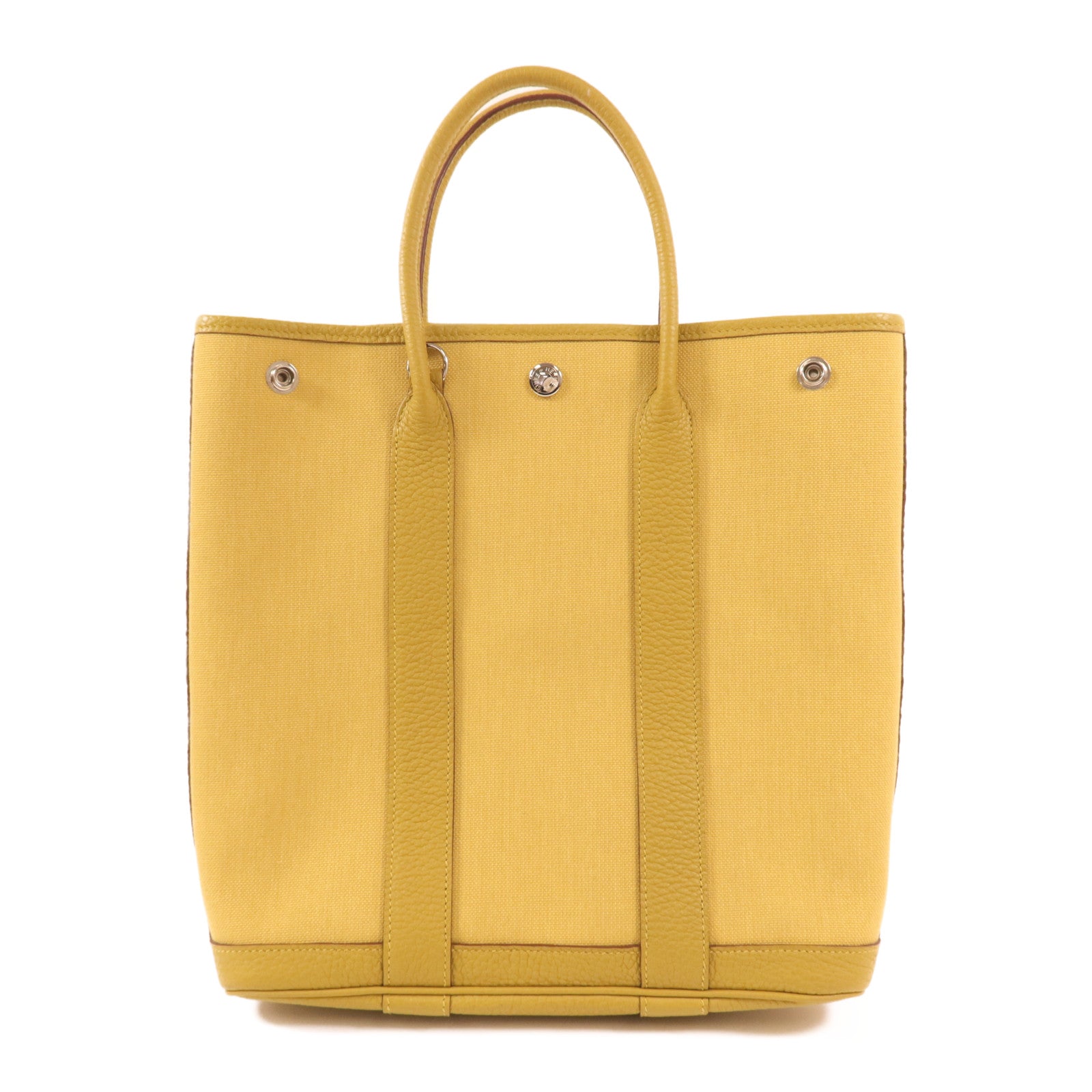 HERMES 帆布Garden File PM銀扣手挽肩背兩用袋