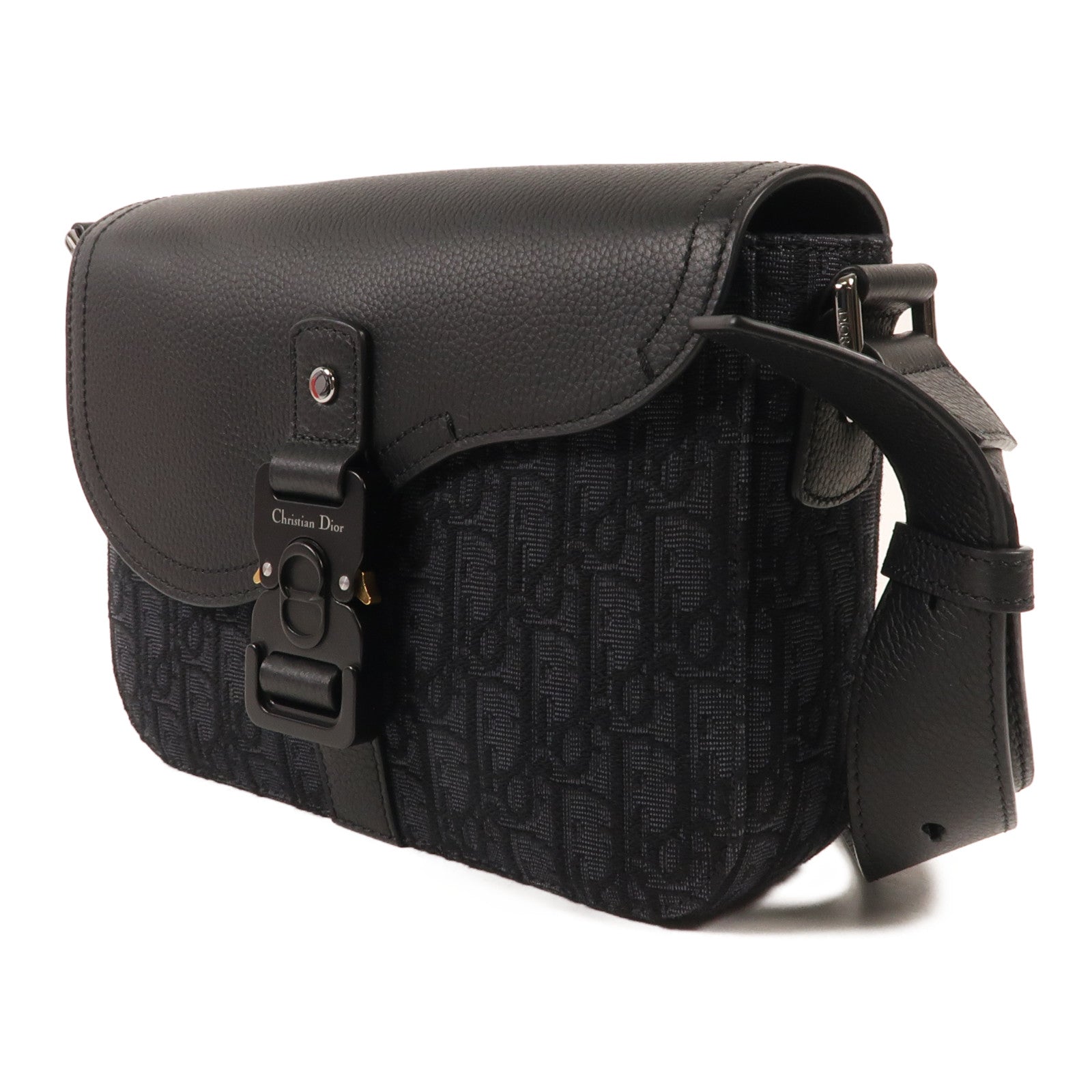 Dior 帆布Oblique銀扣肩背袋