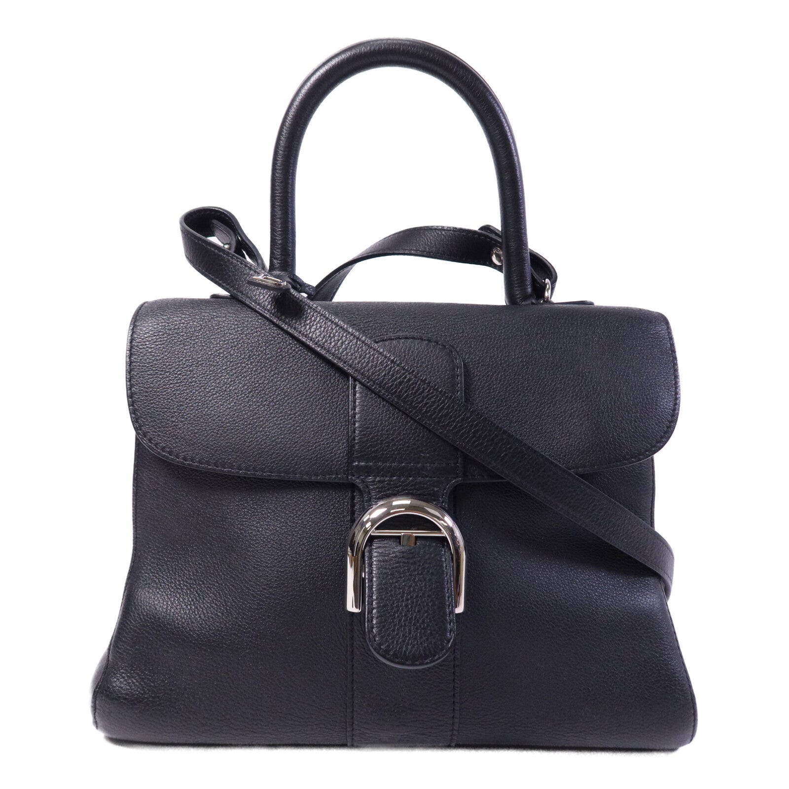 Delvaux 牛皮皮革Brillant MM銀扣手挽肩背兩用袋