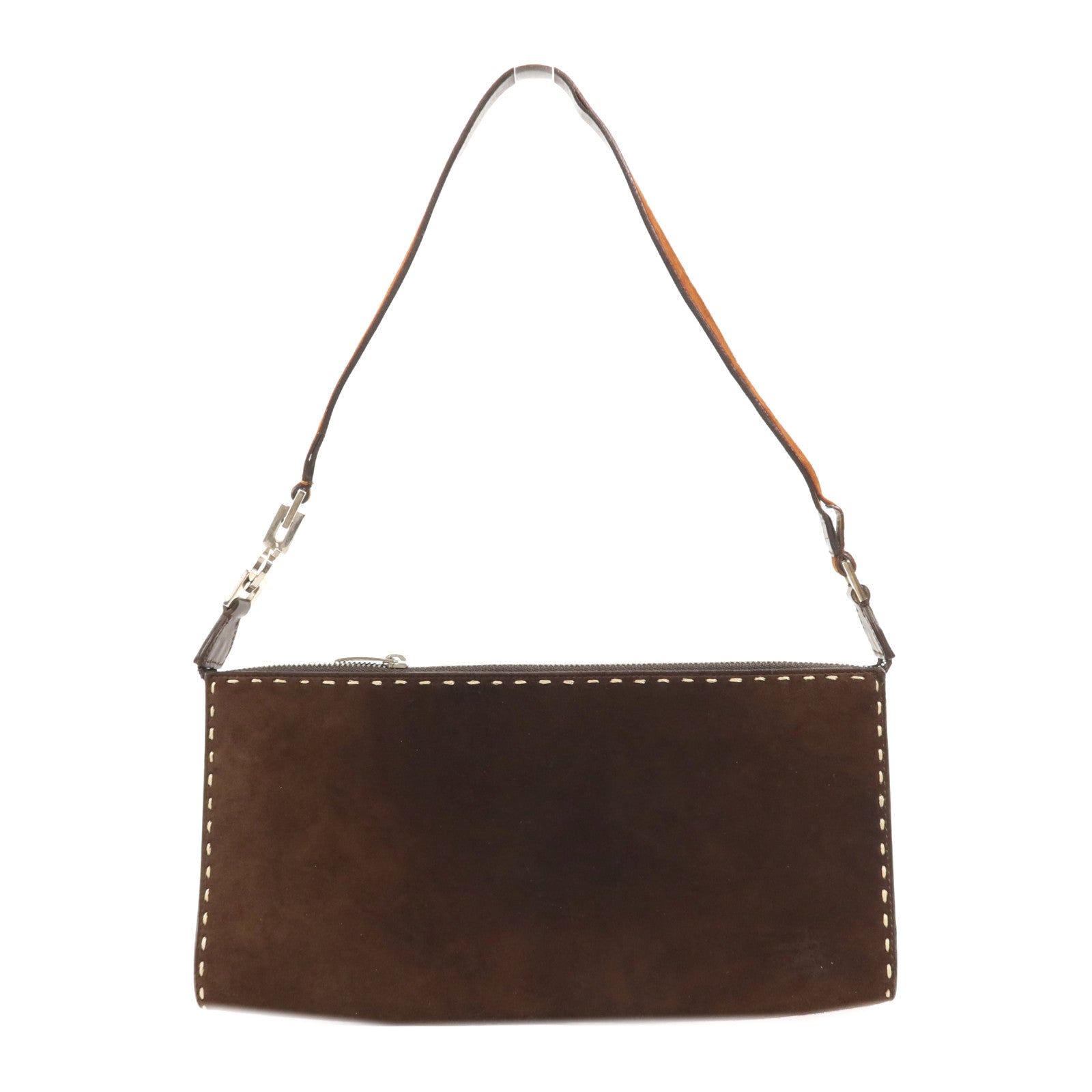 Salvatore Ferragamo 麂皮皮革Clutch Bag銀扣肩背袋