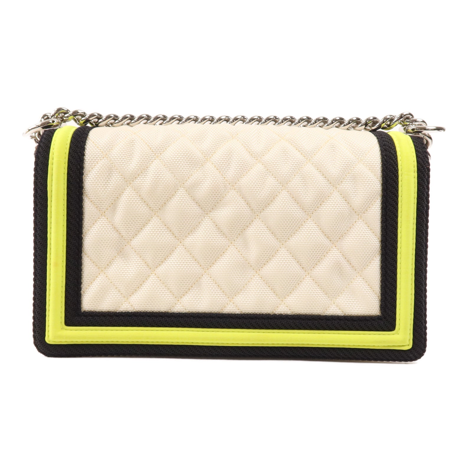 CHANEL 帆布Boy 25銀扣肩背袋